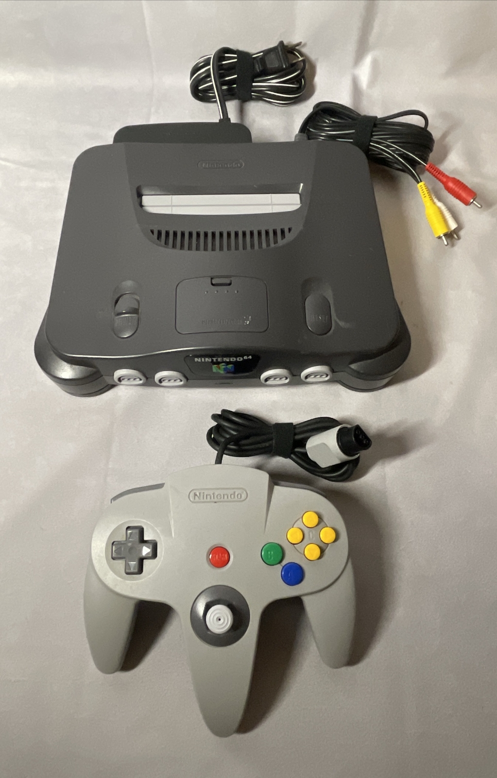 Nintendo 64 N64 Console Charcoal Grey w/ Controller & 3D Printed Display Stand