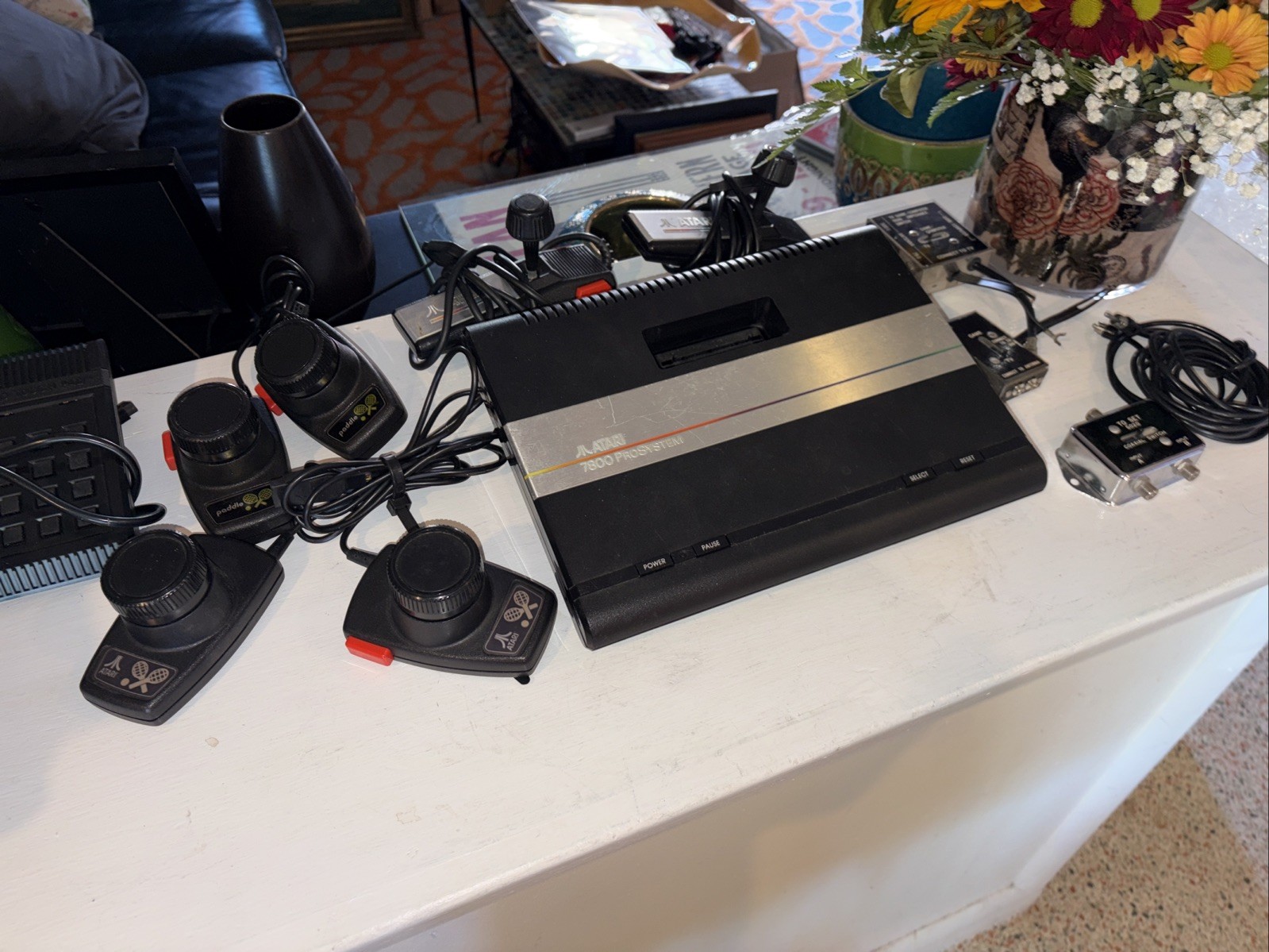 Atari 7800 Pro System Game Console 6 Controllers 27 Games Touchpad Lot Group