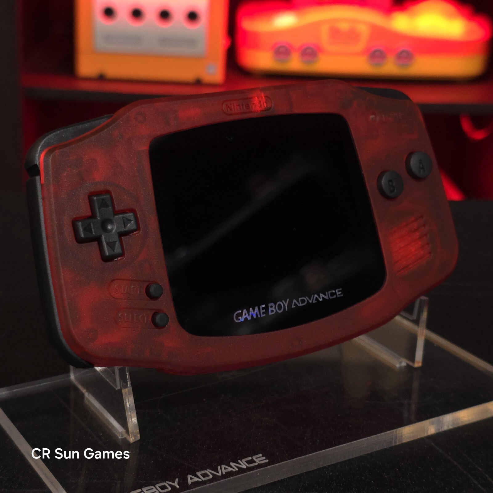 Clear Red Game Boy Advance GBA Console with iPS V5 Backlight Backlit LCD MOD