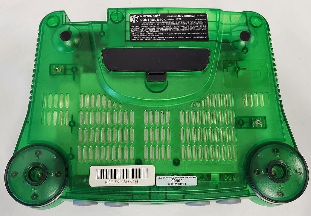 Vintage N64 Funtastic Jungle Translucent GREEN Nintendo-64 Gaming Console System