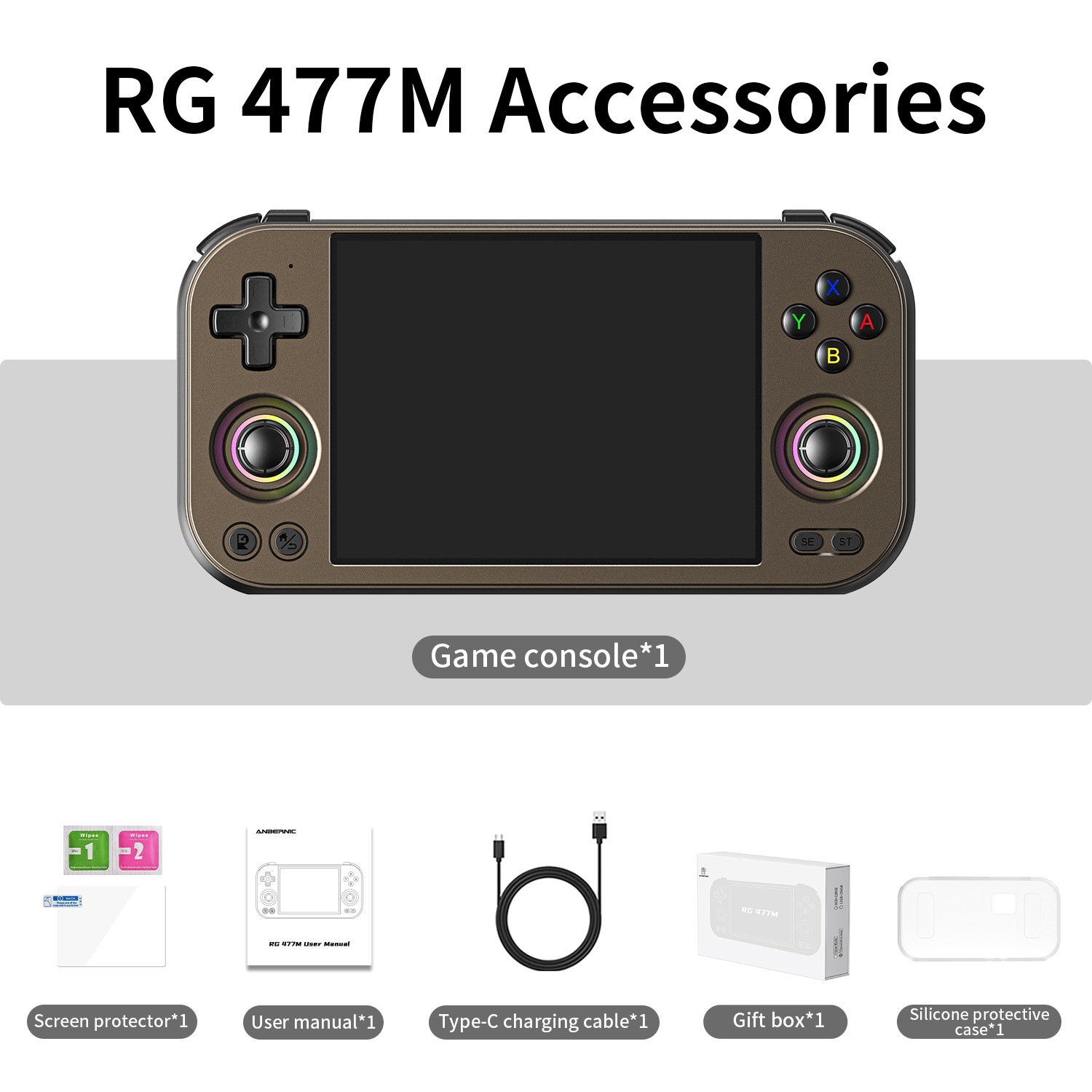Anboli RG 477M Handheld Game Console 5300mAh Android 14 RG477M 4.7-inch