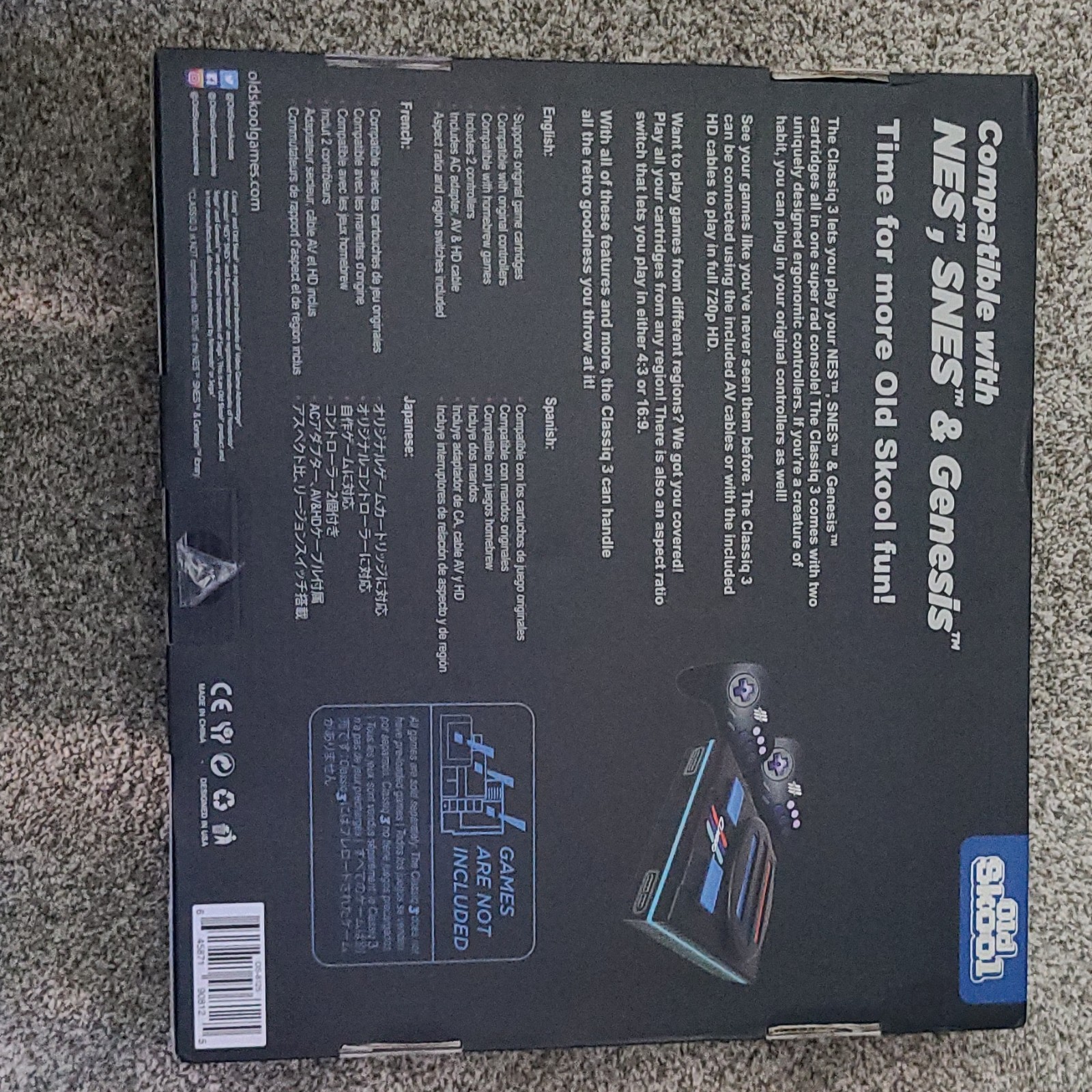 Old Skool Classiq 3 HD 720p Console w/ 2 Controllers NO HDMI CABLE INCLUDED