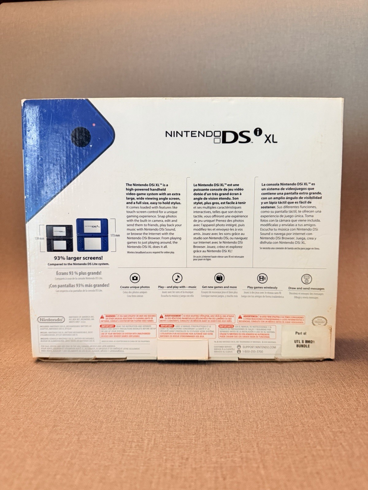 Nintendo DSi XL Blue Handheld Console Complete w/ White Stylus Tested