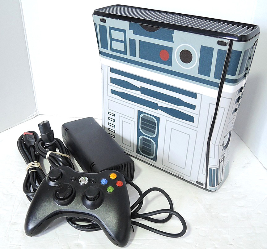 WORKING MICROSOFT XBOX 360 STAR WARS AFTERMARKET SKIN R2D2 EDITION 250GB