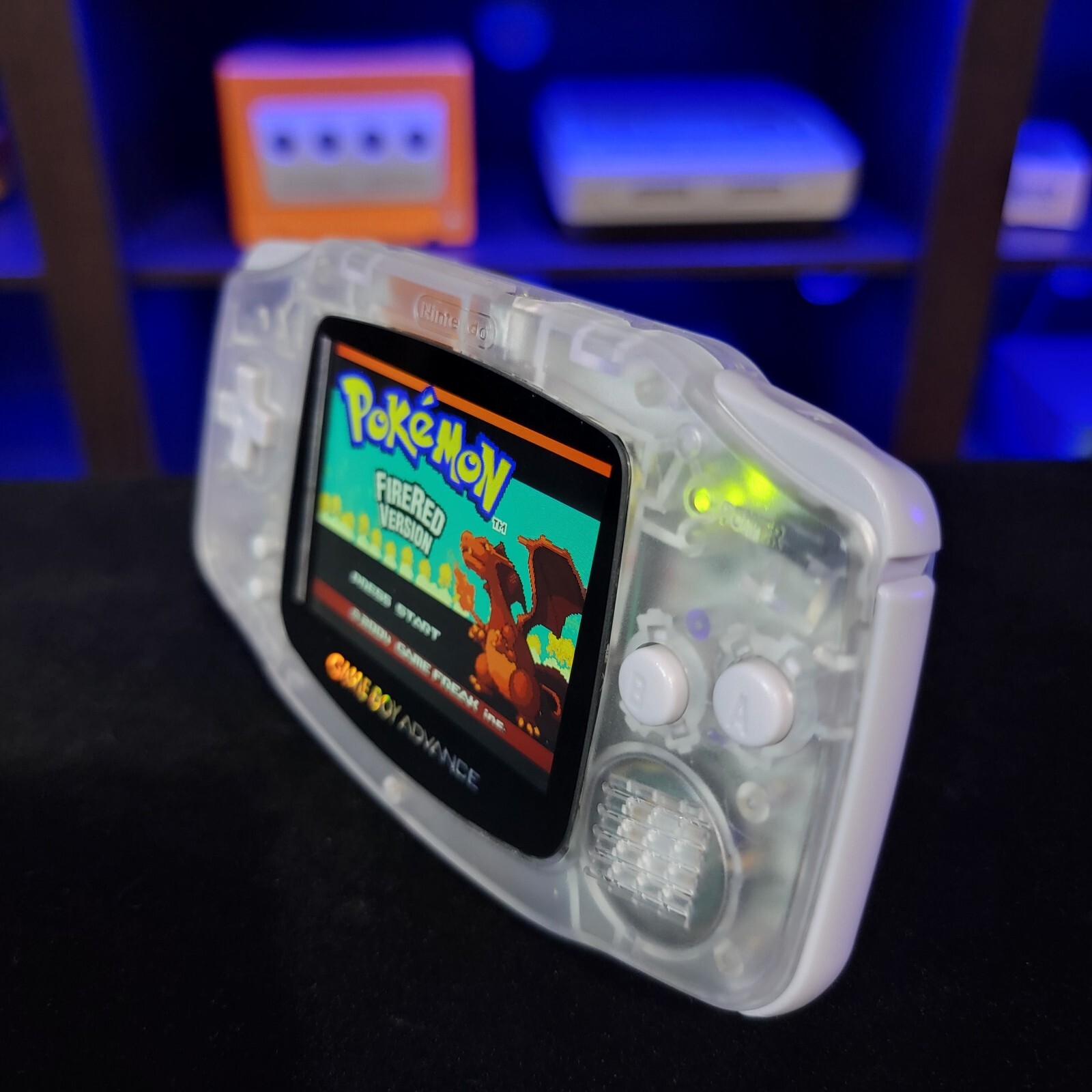 Clear Game Boy Advance GBA iPS Backlit LCD Usb-C 1800 mAh Rechargeable Battery