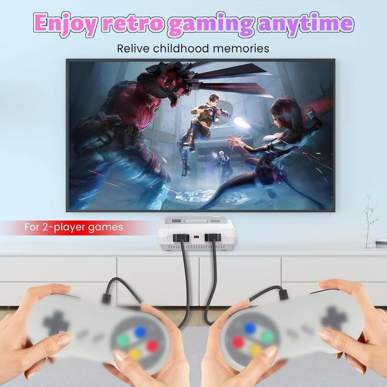 Retro Game Console 620 Built in Games AV Output Dual Controllers Plug and Play
