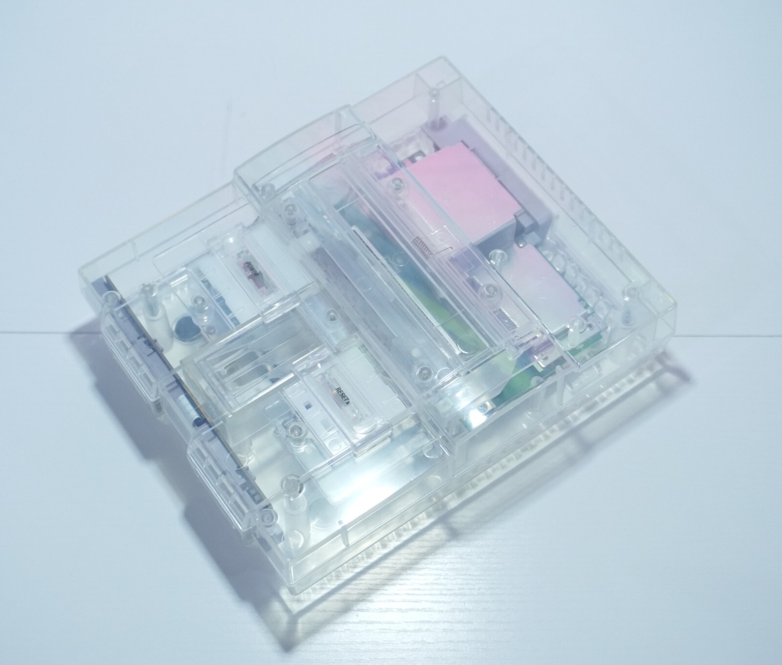 Transparent Clear Super Nintendo SNES Game Console SNS-001 with Blue LED