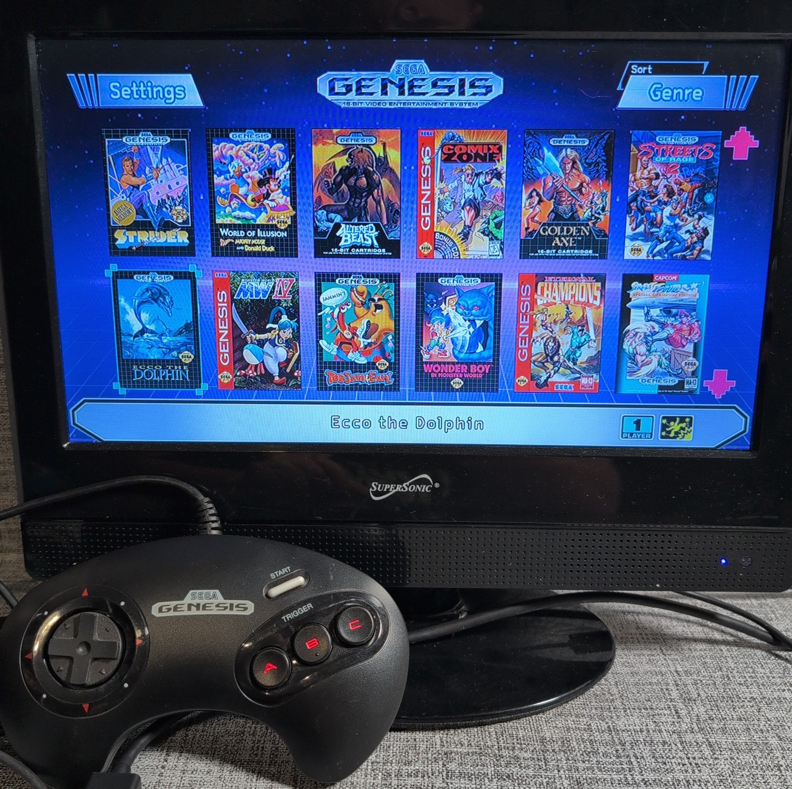 Sega Genesis Mini Authentic Console w/ Controllers & Cables Tested Working