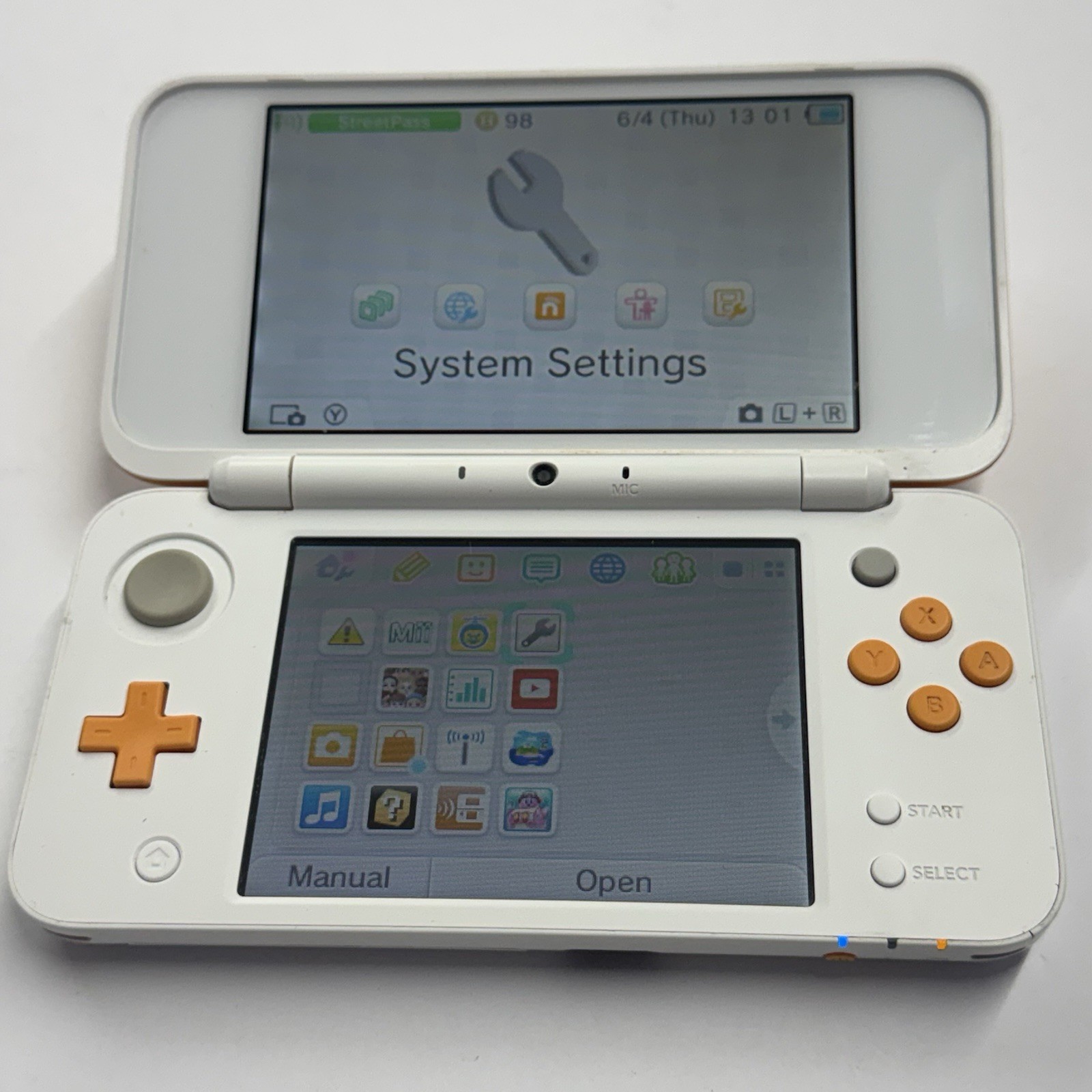 3ds – Nintendo 2DS XL Console – White Orange Tested And Working #2942