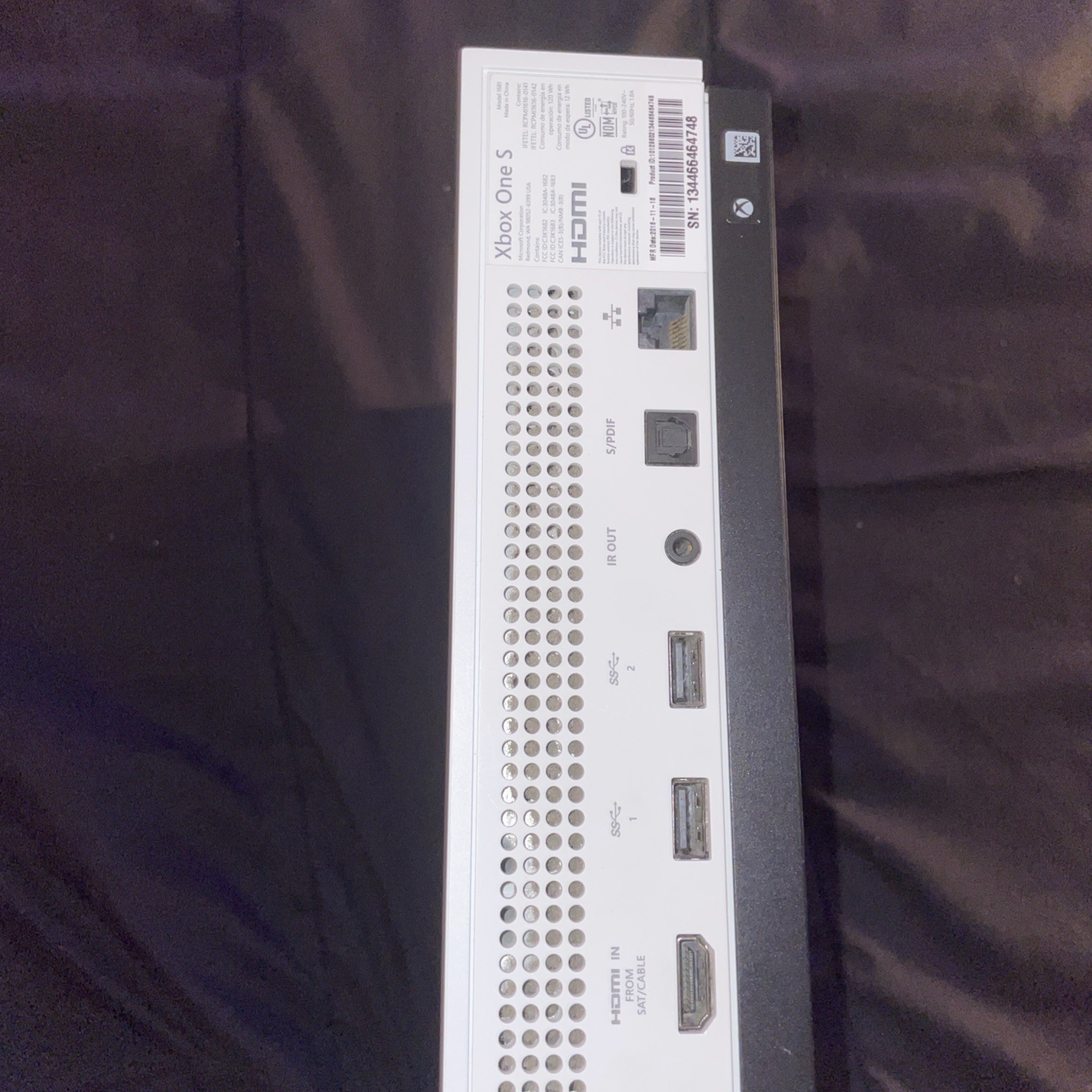 used xbox one s, storage expansion and black ops 3 disc included, hdmi port worn