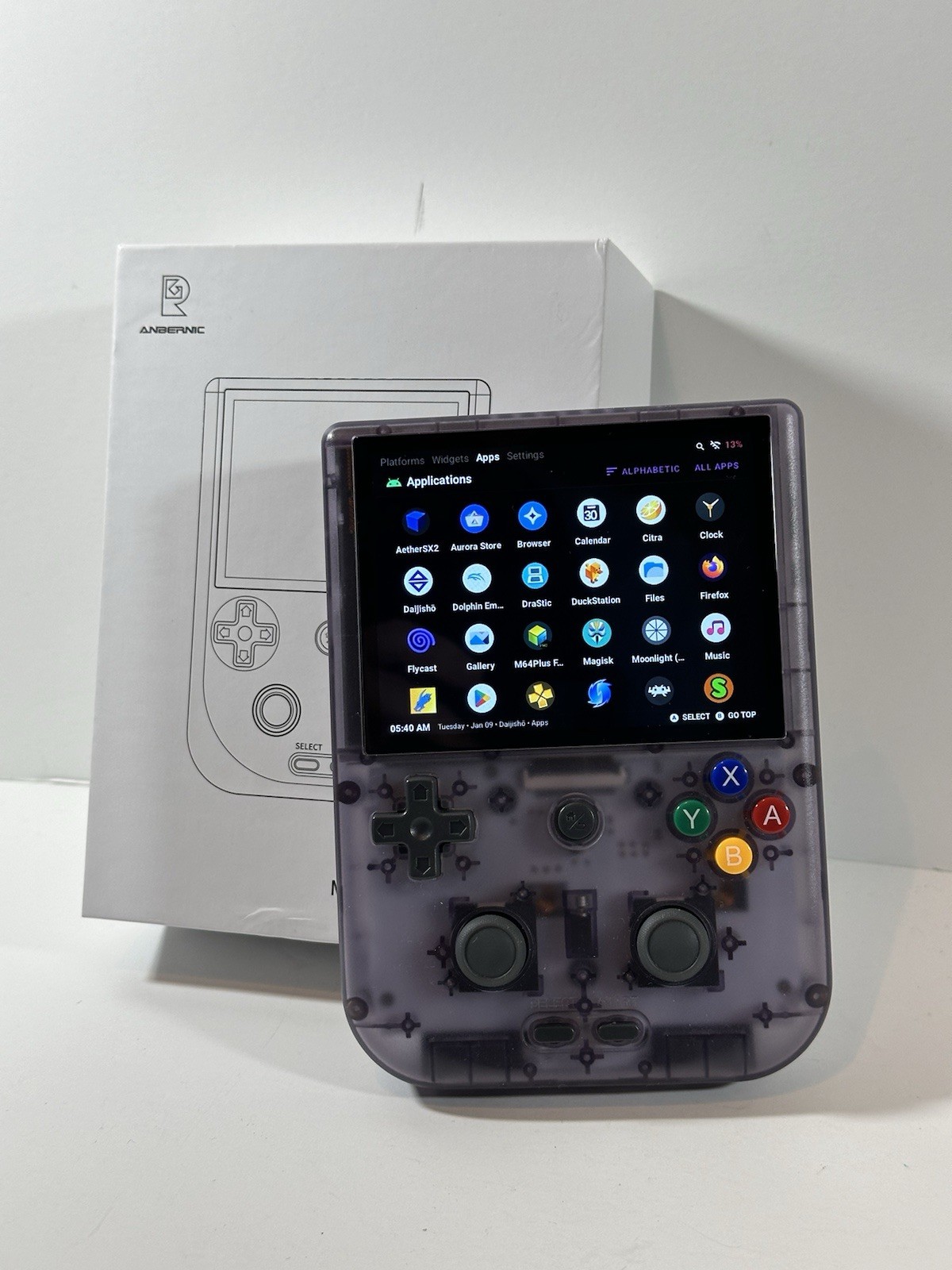 Anbernic RG405V With GammaOS and 256GB SD card Transparent Purple