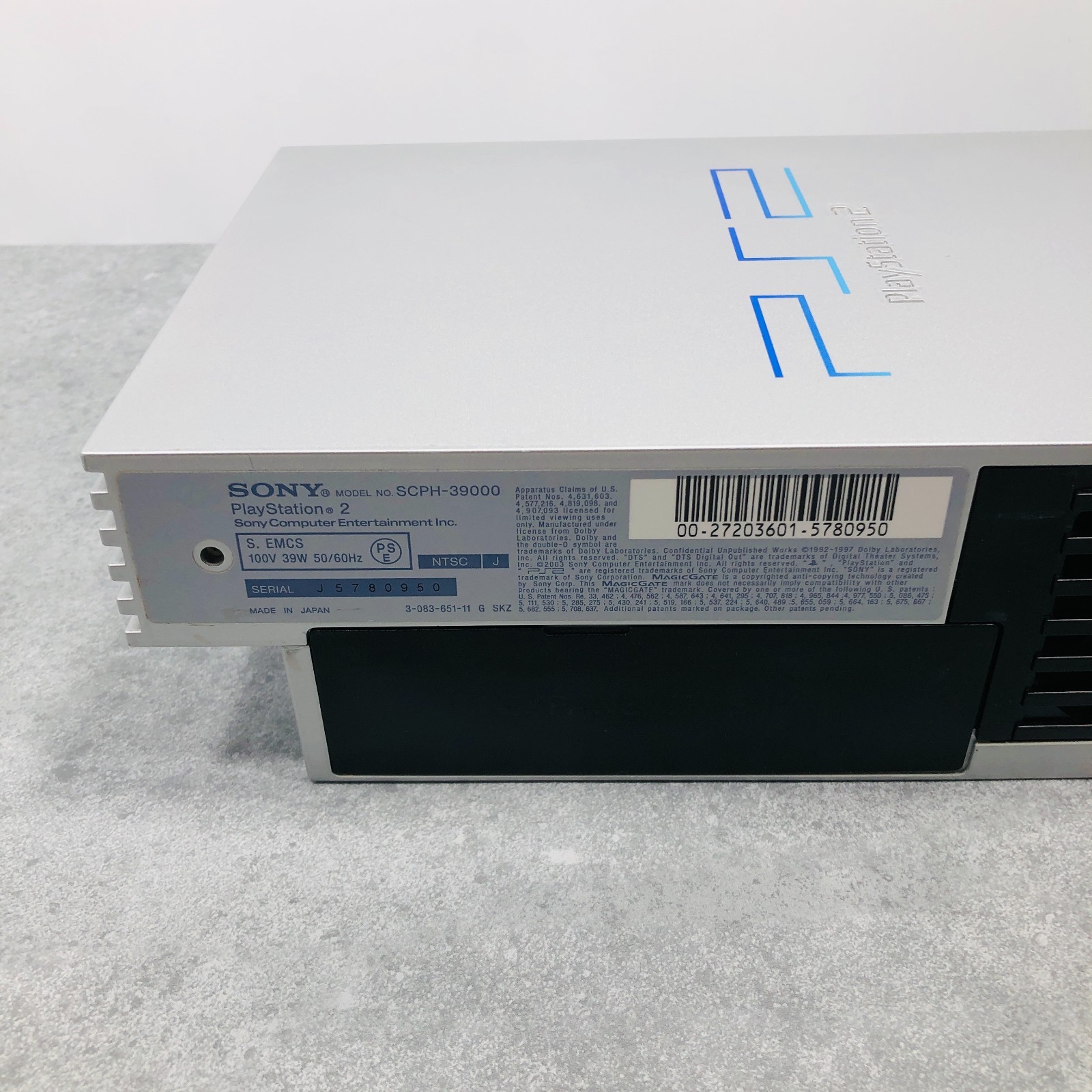[Ex+5] Sony PS2 / Playstation PS 2 SCPH 39000 Silver Console NTSC-J Japan 06-37