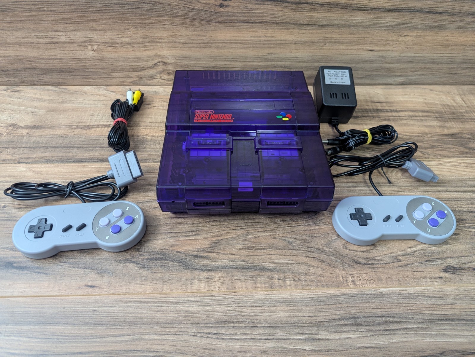 Super Nintendo Console – SNES Purple Clear Custom Case Reshell – Famicom