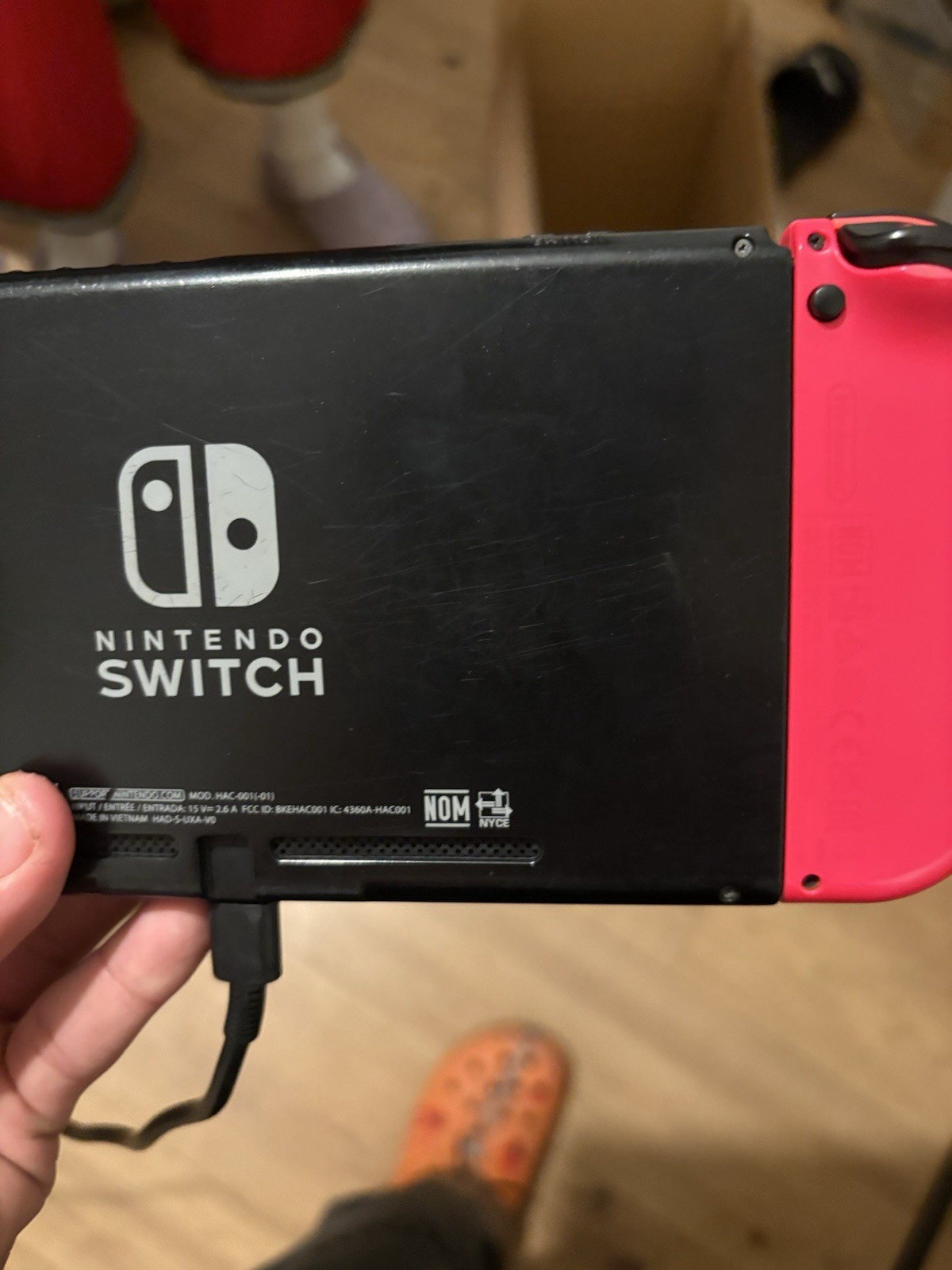 Nintendo Switch Console Black w/ Neon Green/Neon Red Joy-Con, Dock & Case