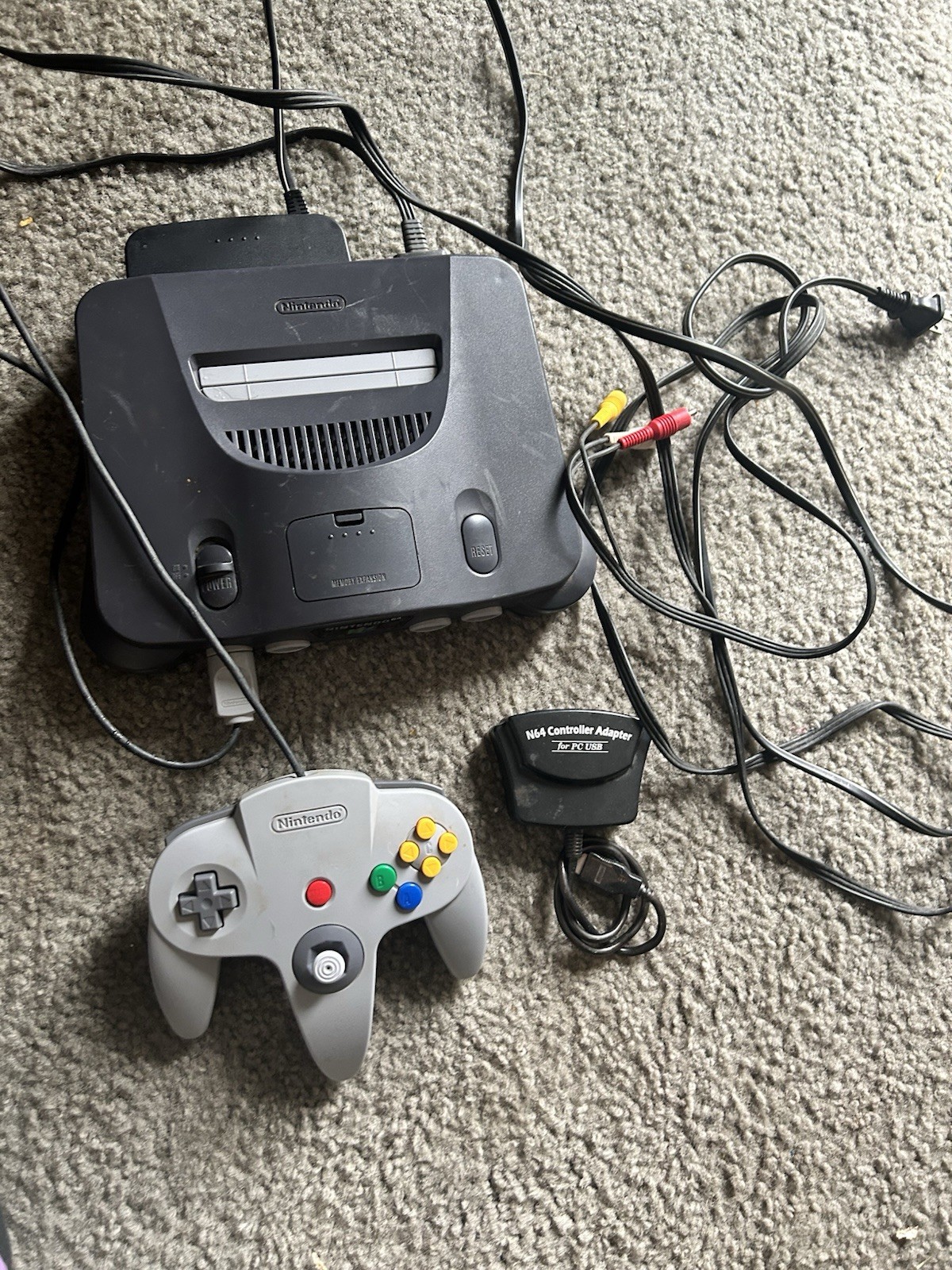 Nintendo 64 N64 Console Bundle w/ OEM Controller Cables TESTED WORKING