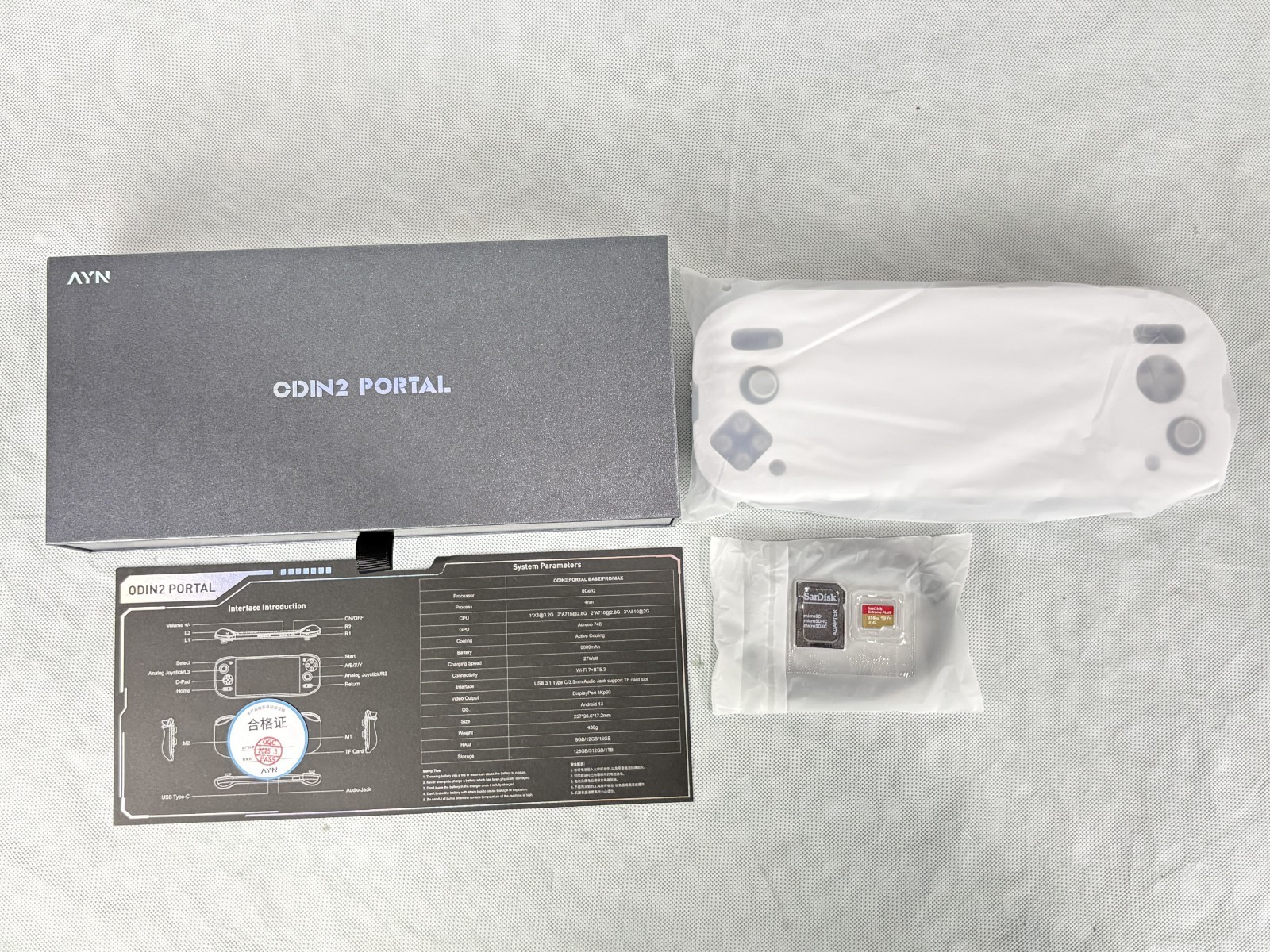 Ayn Odin 2 Portal Pro 12gb/512gb with 256gb Sd Card and 3d Printed Grip