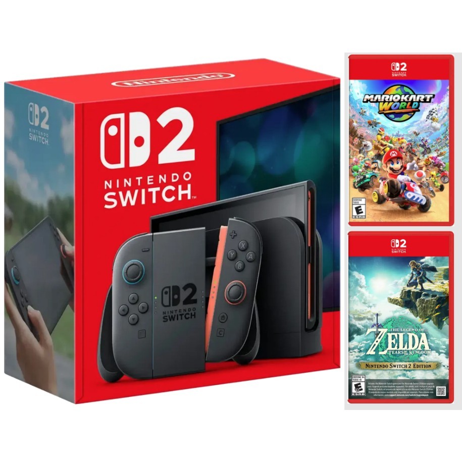 Nintendo Switch 2 Console + Mario Kart World + Zelda Tears of the Kingdom Bundle