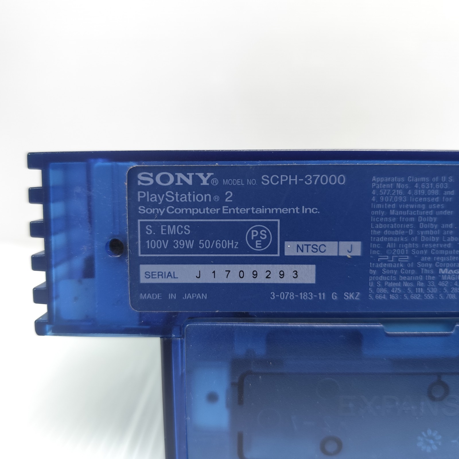SONY PS2 Fat Game Console Set Boxed SCPH-37000L Ocean Blue NTSC-J JAPAN