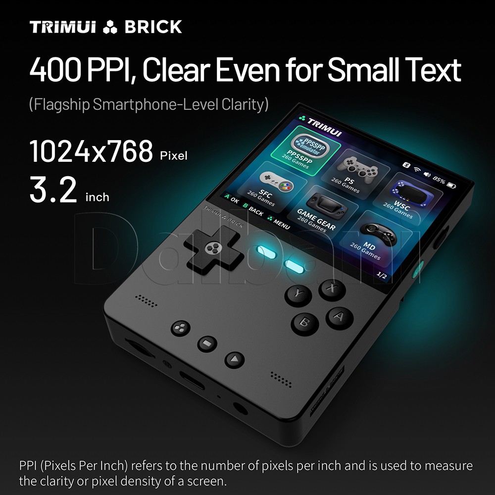 TrimUI Brick Black Open Source Handheld Game Console with 64GB