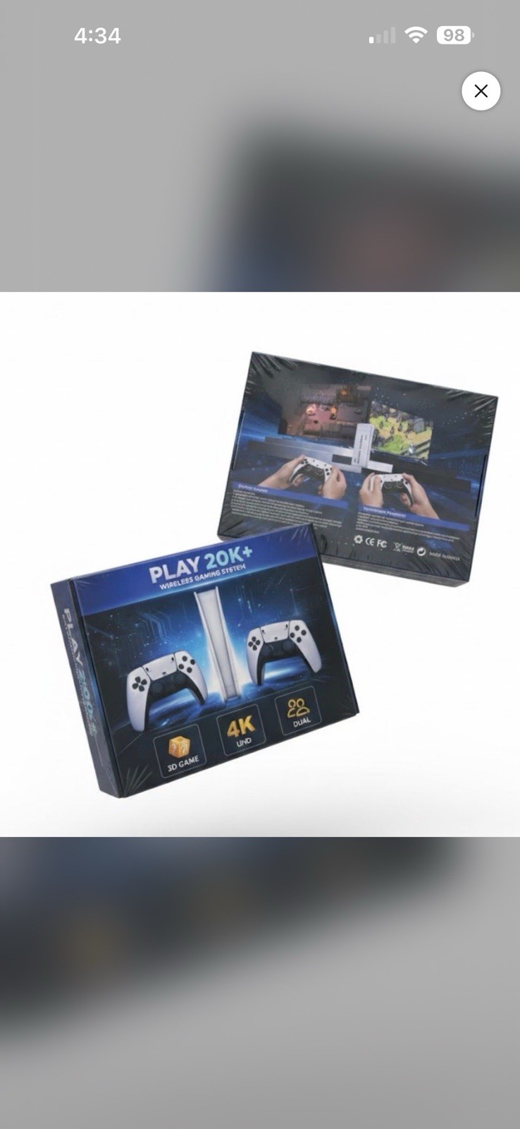 PLAY 20K+ Wireless 4K UHD Home Console Dual Controllers 3D Game White Black