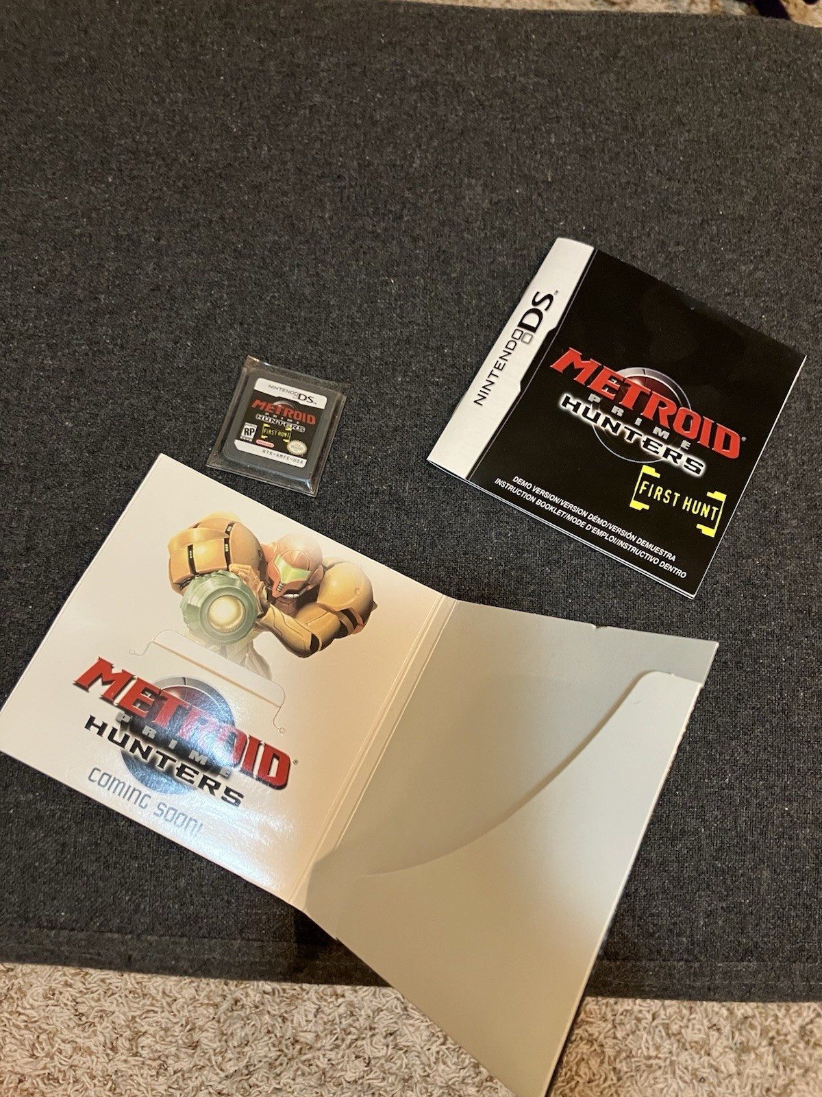 Nintendo DS NTR-001 Silver Handheld Console w/ Box Manuals Metroid Demo