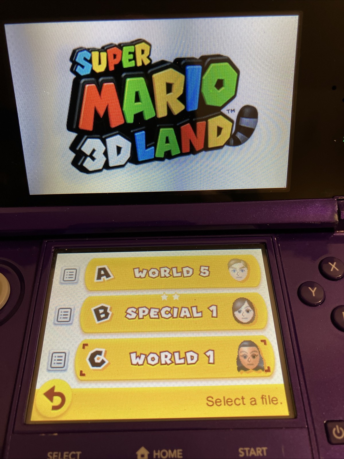 Nintendo 3DS Purple Handheld Console Bundle w/ Case & Mario Game CTR-001 2GB