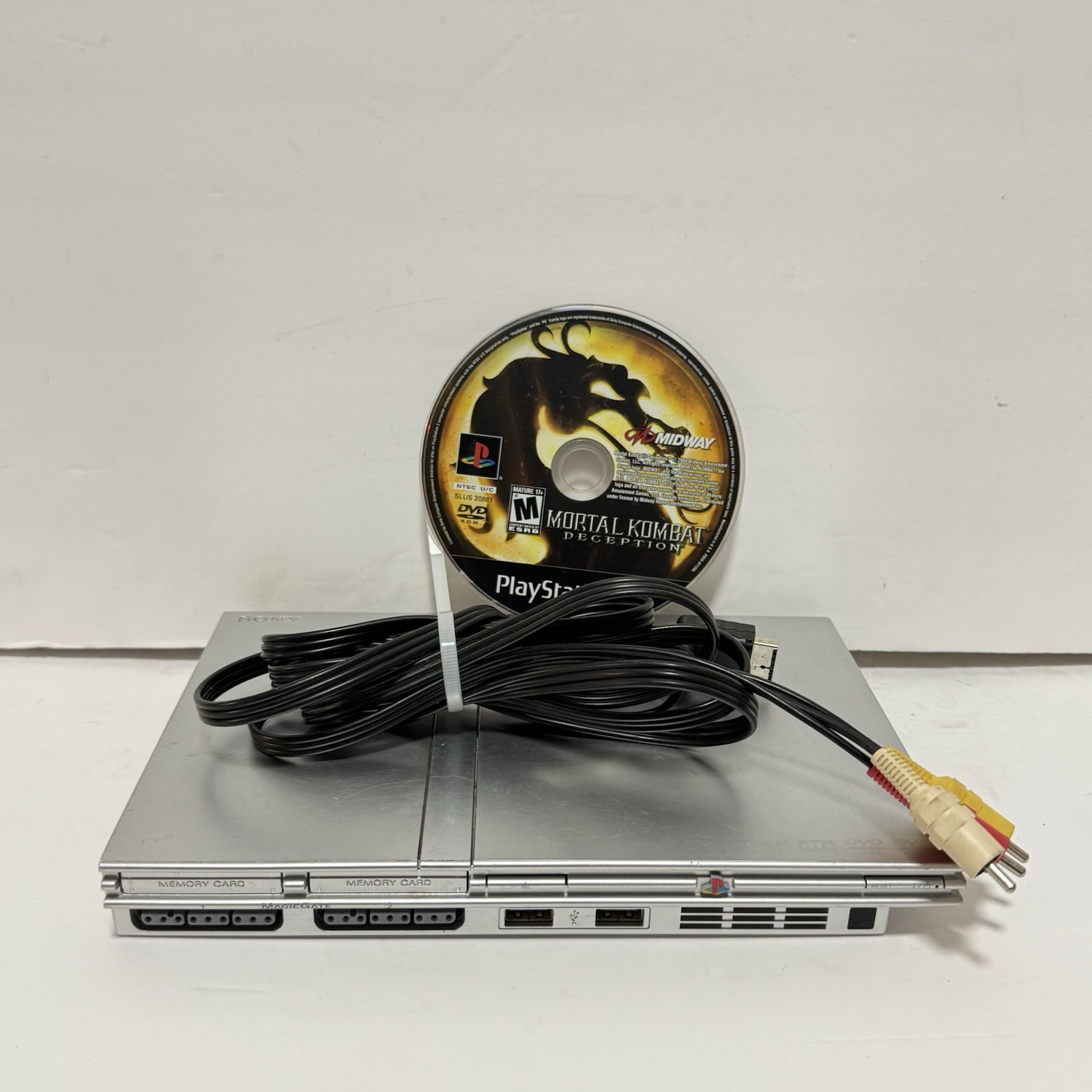 Sony PS2 Slim Silver SCPH-77001 Console W/ Av Cable And Game