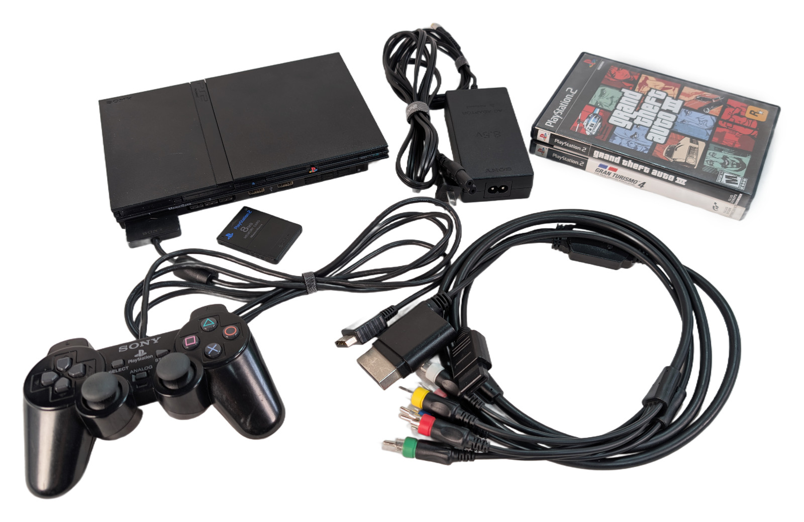Sony PlayStation 2 SCPH-75001 PS2 Slim Console with Cords, Controller & 2 Games