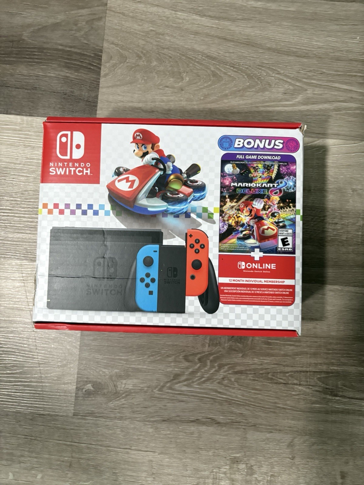 Nintendo Switch Console Bundle Mario Kart 8 Deluxe Neon Red Blue Joy-Con