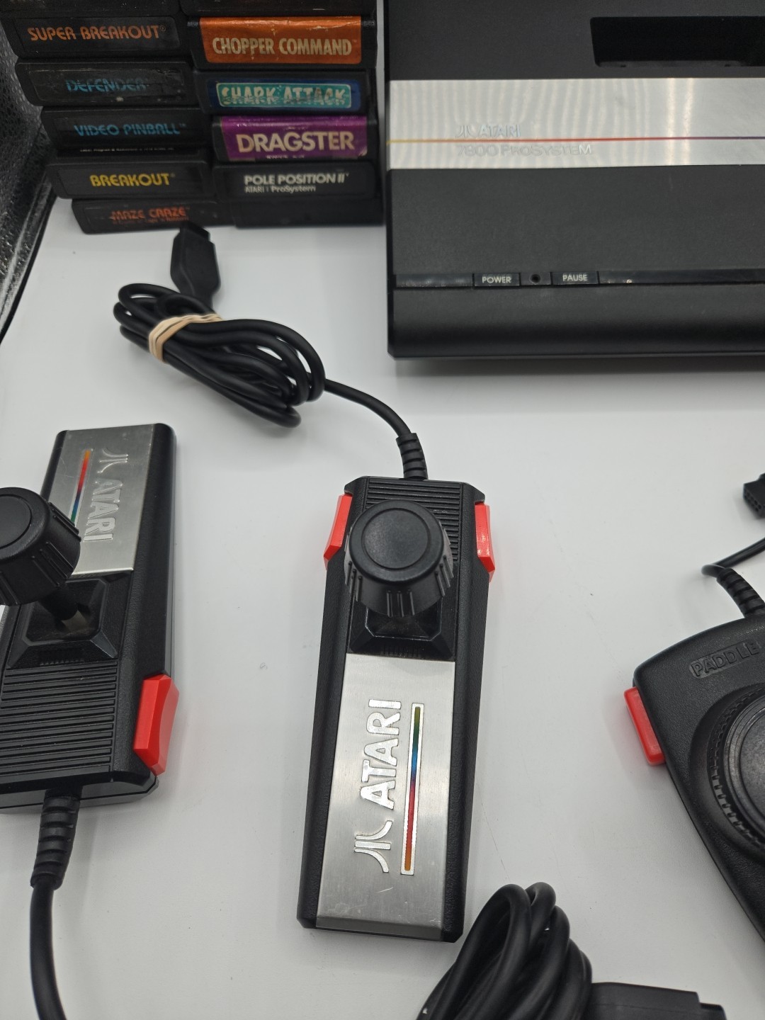 ATARI 7800 Pro System Console 16 Games Controllers Cables Tested Working Rf