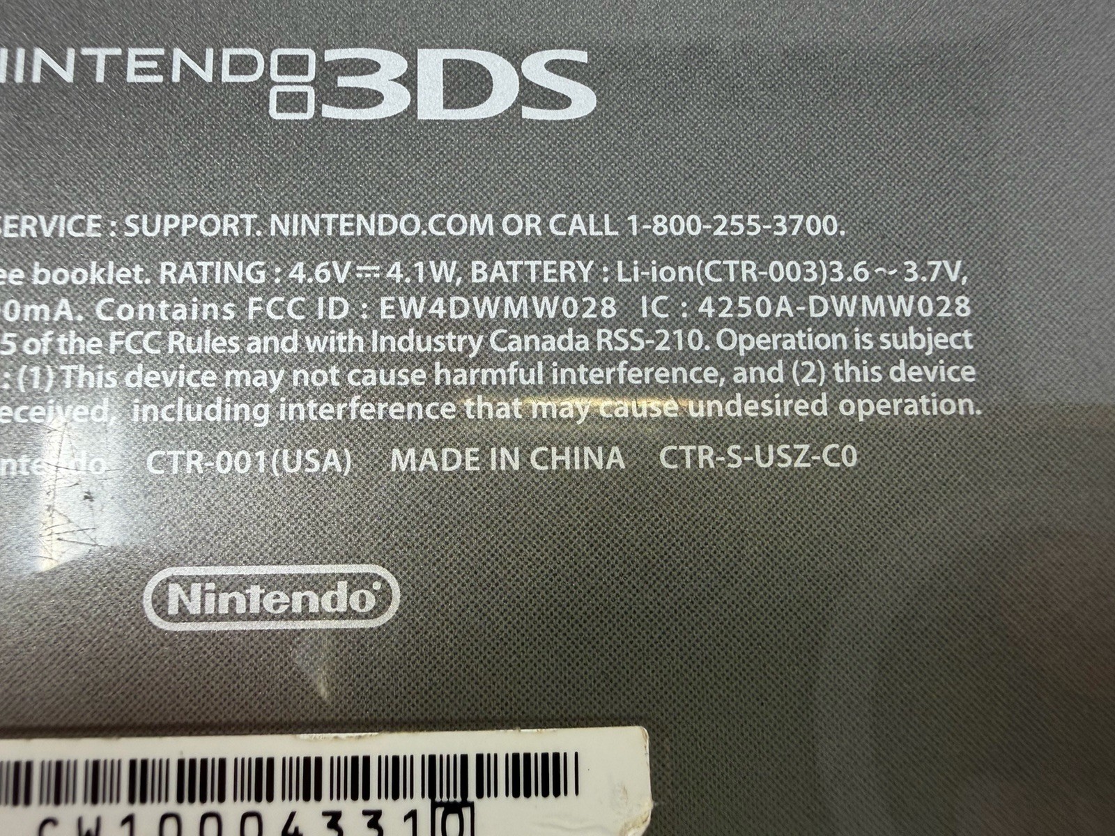 Nintendo 3DS Cosmo Black Model CTR-001 Handheld With Charger Tested Working