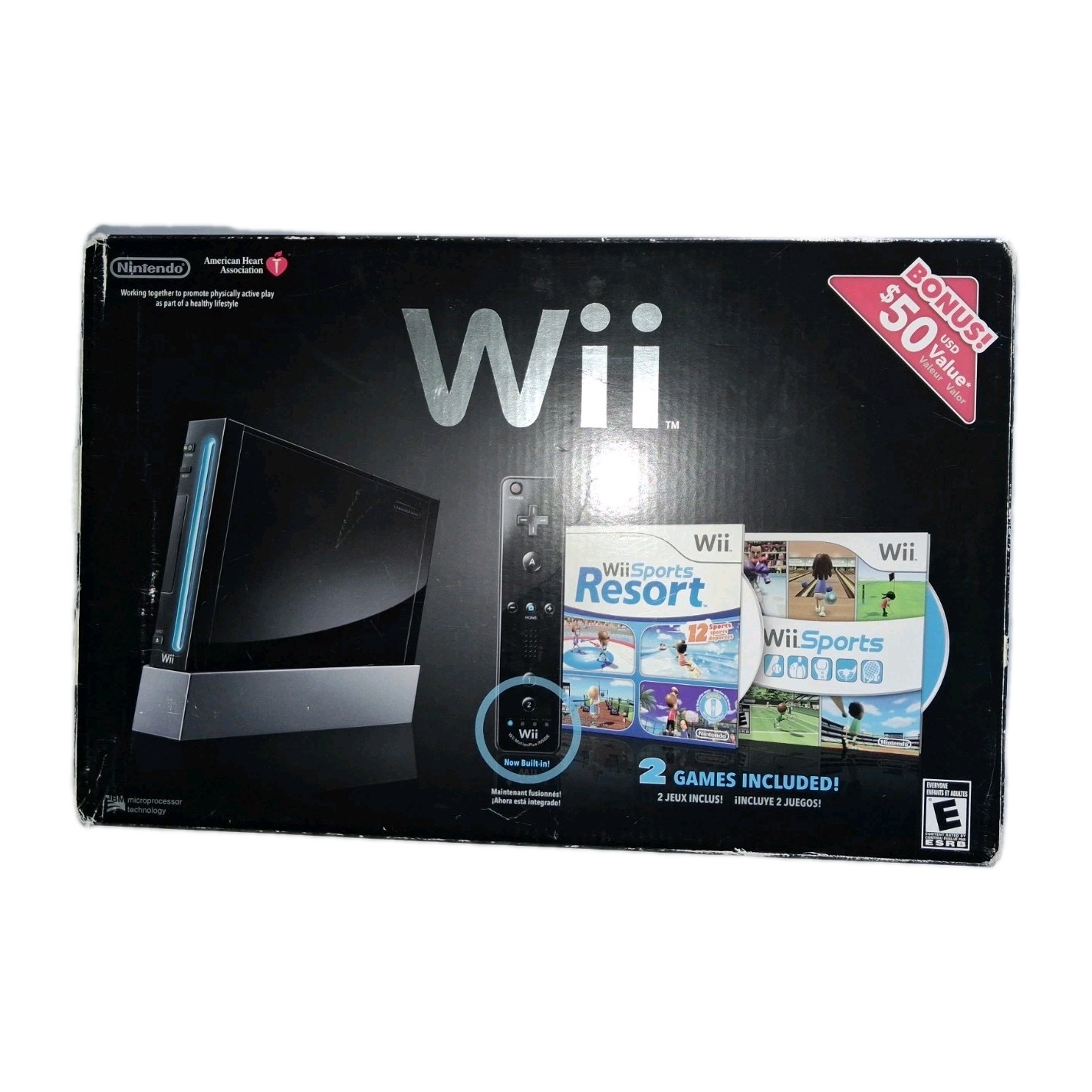 Nintendo Wii Black Console RVL-001 Wii In Box W Wii Play Party And Dog Island