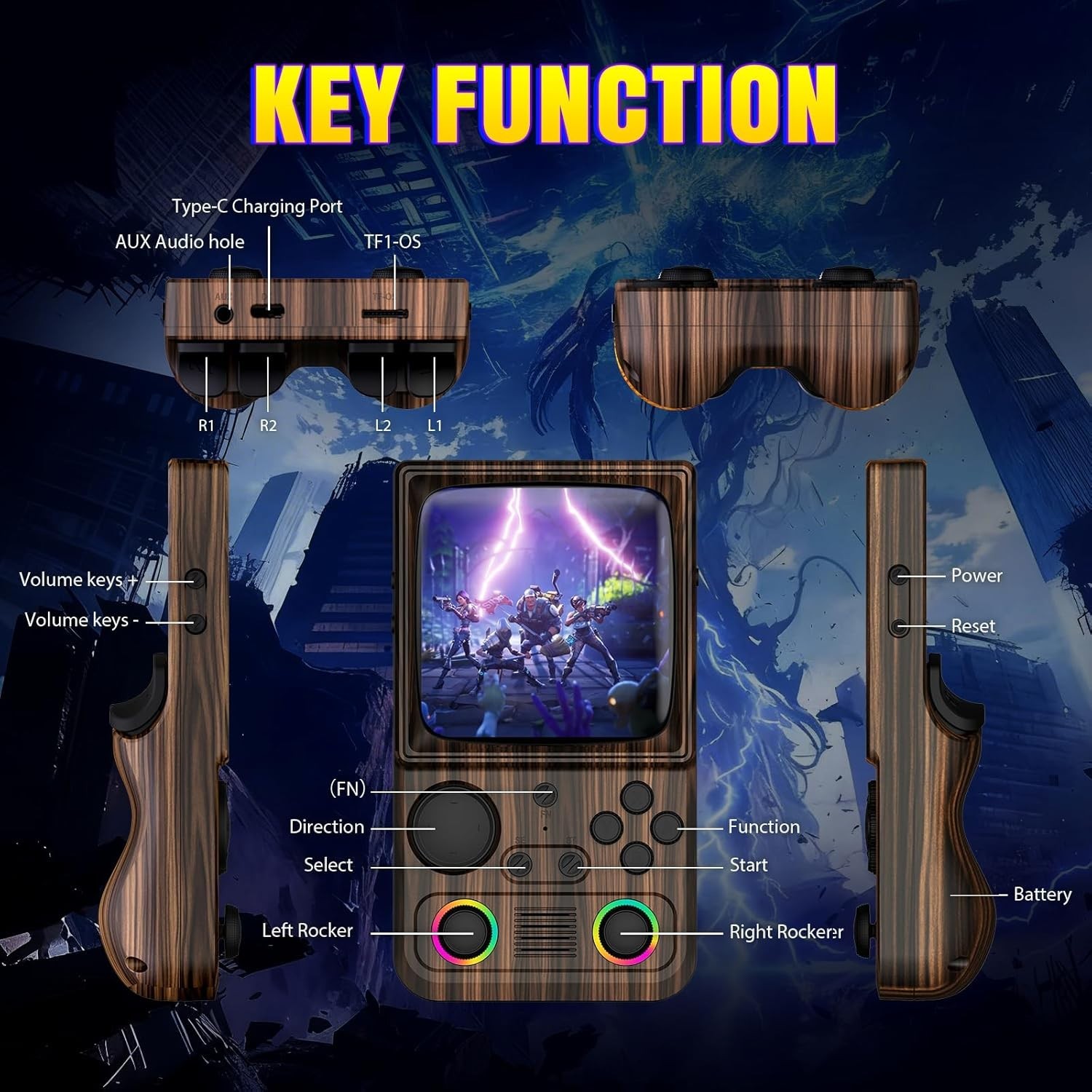 R36T MAX Upgraded Retro Handheld Game Console with 4000mAh Battery, 4.0» IPS Sc