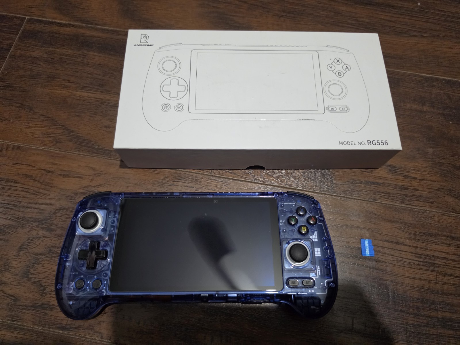 Anbernic RG556 Handheld Game Console Transparent Blue + 256 Gb SD Card