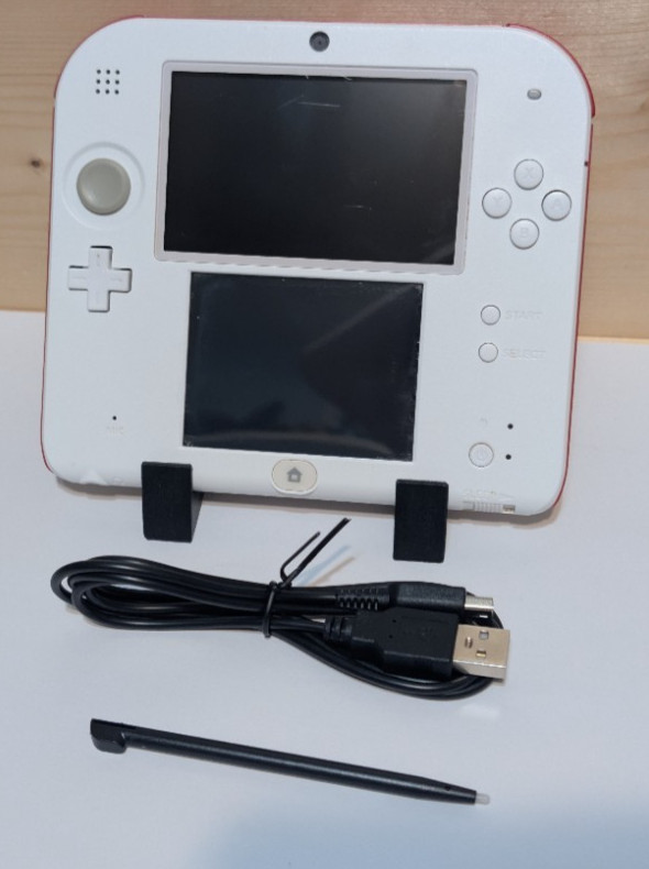 Nintendo 2DS White/Red US Version W/Cable & SD *Tested*