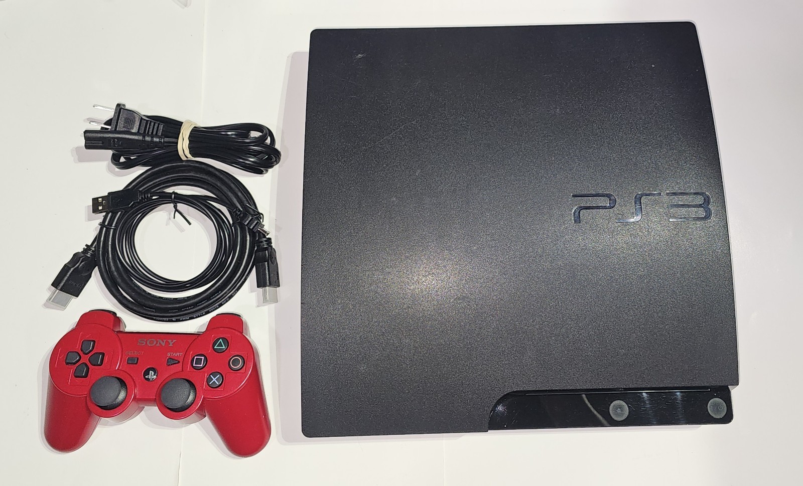Sony PlayStation 3 PS3 Slim CECH-3001B Console Cords Controller Restored In/Out