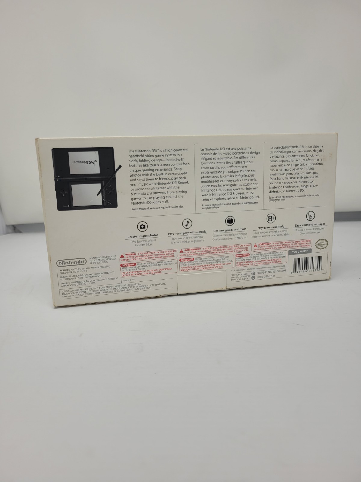 Nintendo DSi Black Handheld Console System CIB Tested Works, Original Box