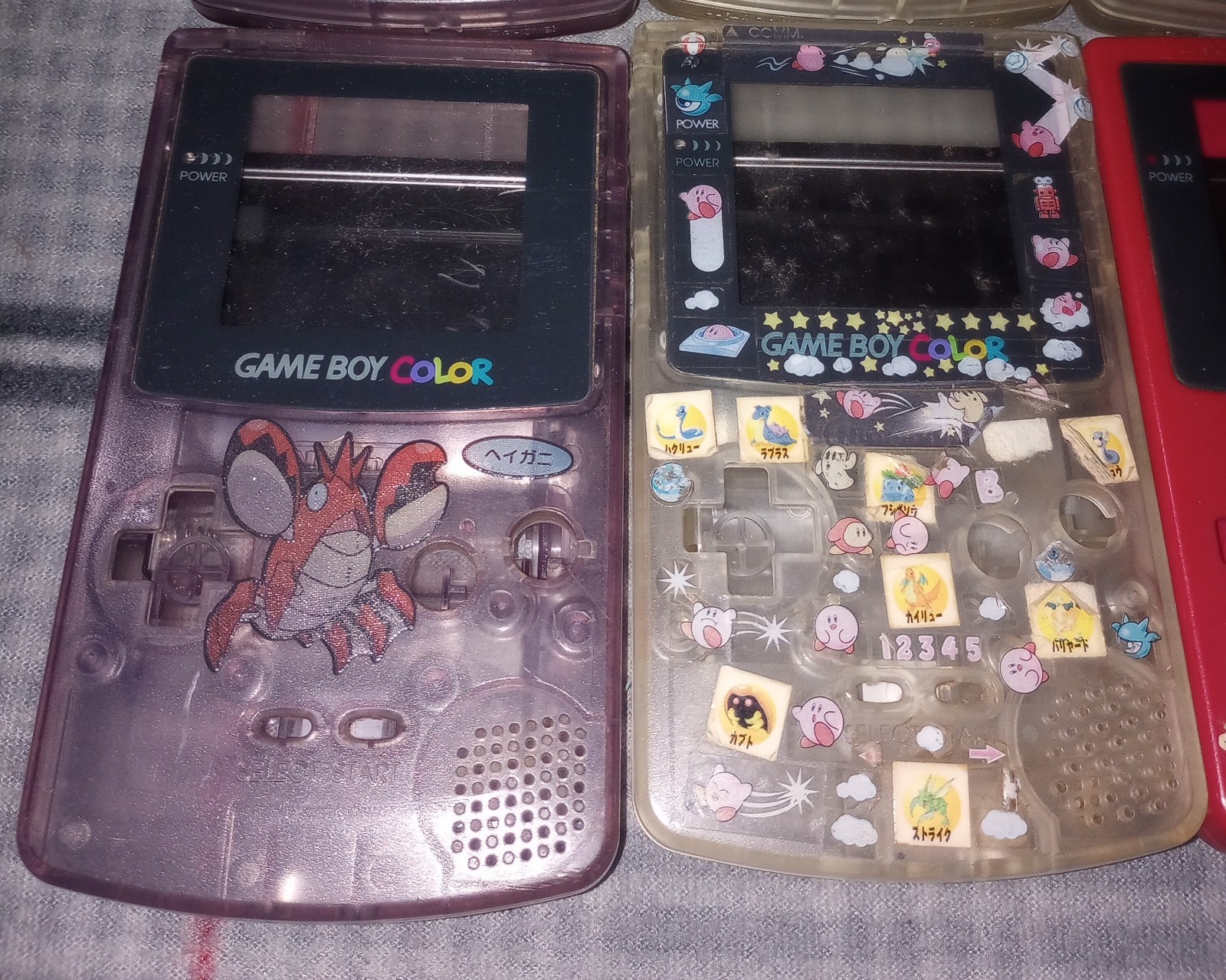 Nintendo Game Boy Color Console Shell Only Clear Lot Of 8. Pokemon Stickers.
