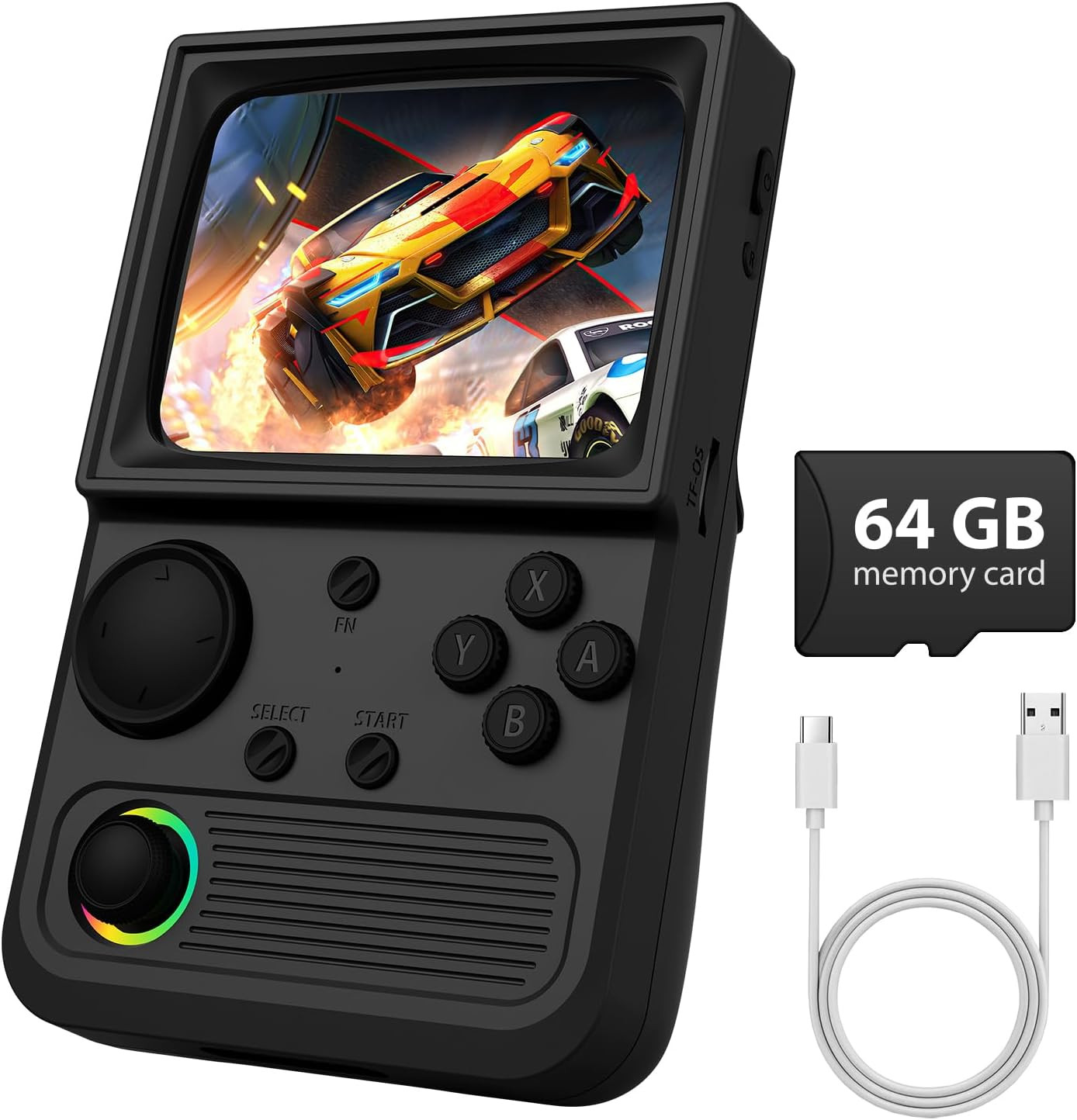 R36T Retro Game Console, Handheld Game Console with 3.5In IPS HD Screen, Video G