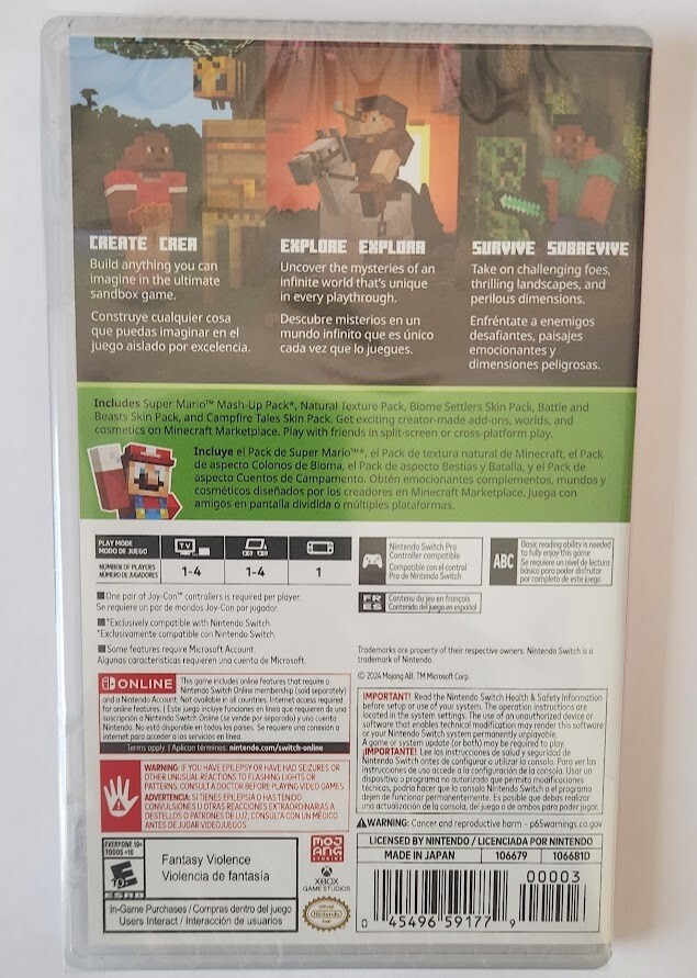 Minecraft Nintendo Switch Brand New Sealed Game Special (2018 Sandbox Survival)