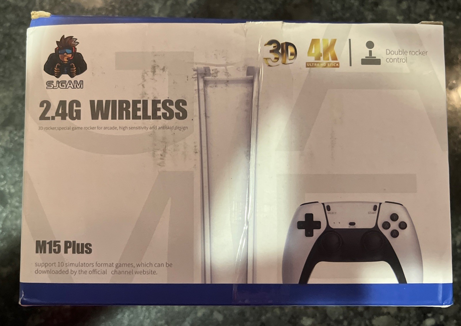 SJ GAM M15 Plus 2.4G Wireless 4K UHD Console, Double Rocker, White. OPEN BOX