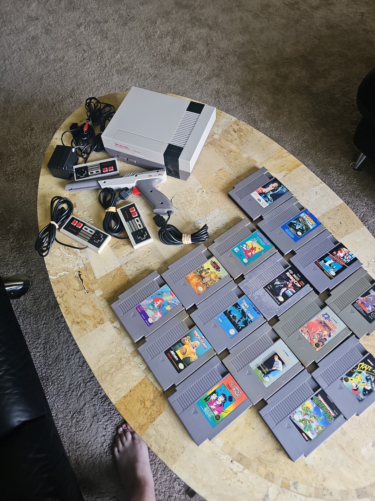 Original Nintendo NES Console Bundel Gun,3 Controllers,15 Games Tested Works