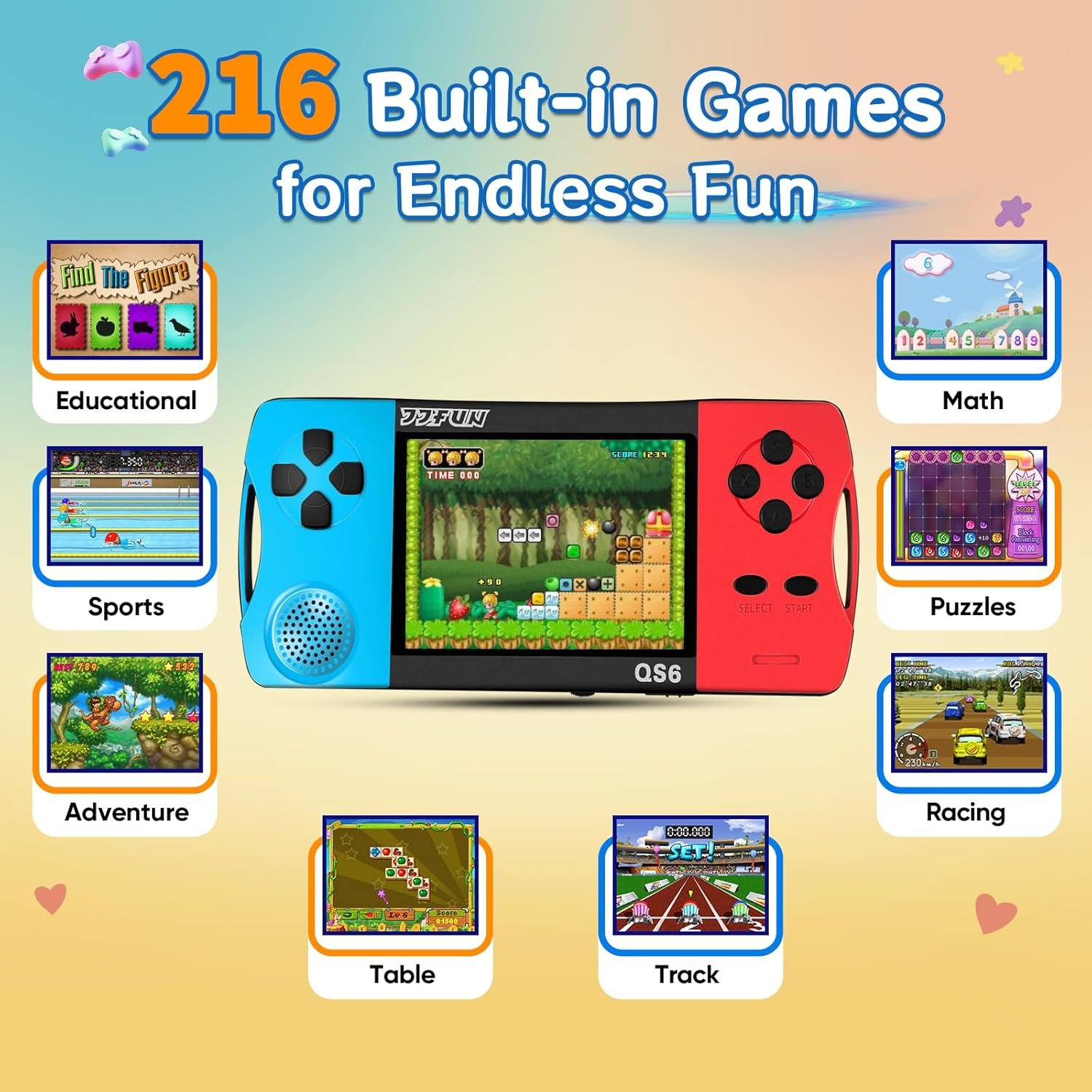 Handheld Games for Kids with 3.5″ IPS Large Screen Built-In 216 Retro Video Game