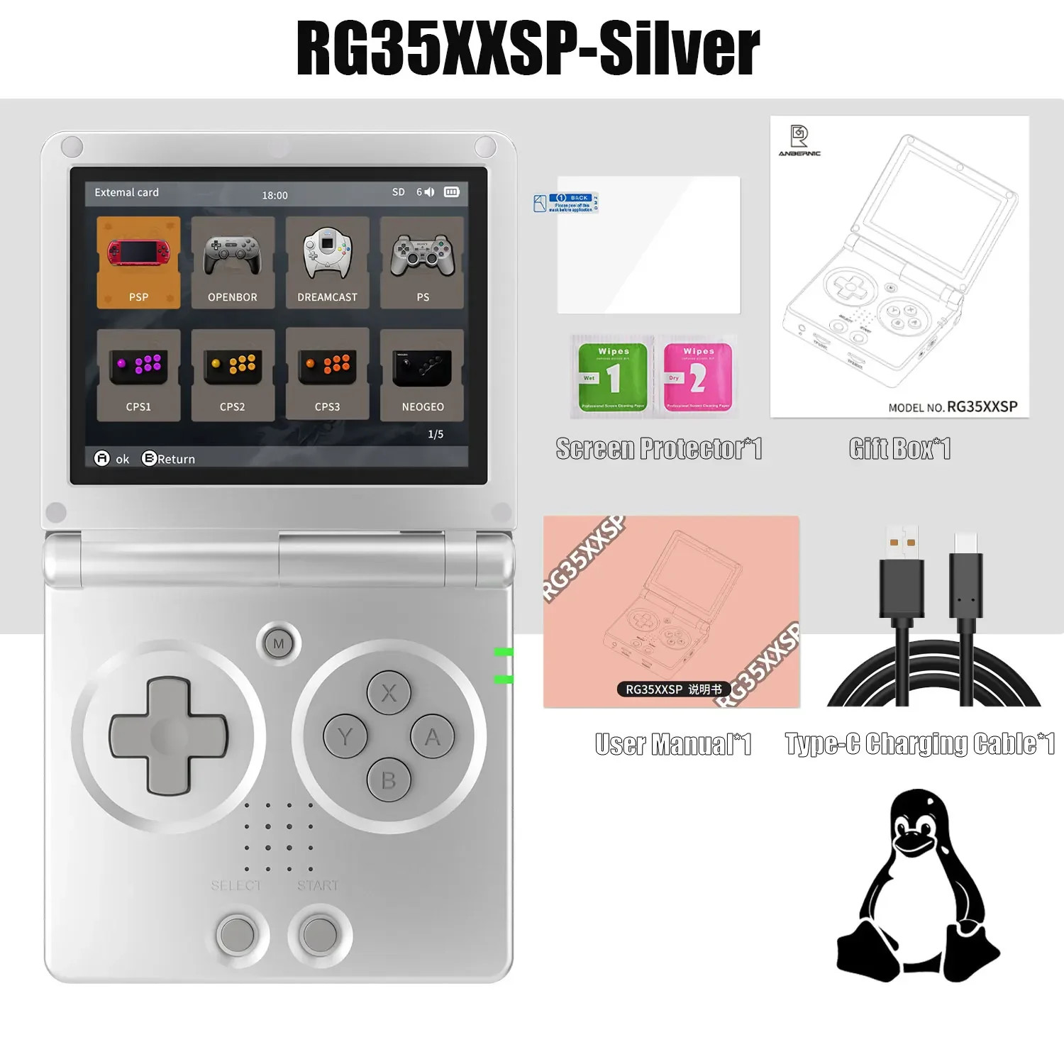 RG35XXSP Flip Handheld Game Console 3.5 Inch IPS 64GB Linux TV Output