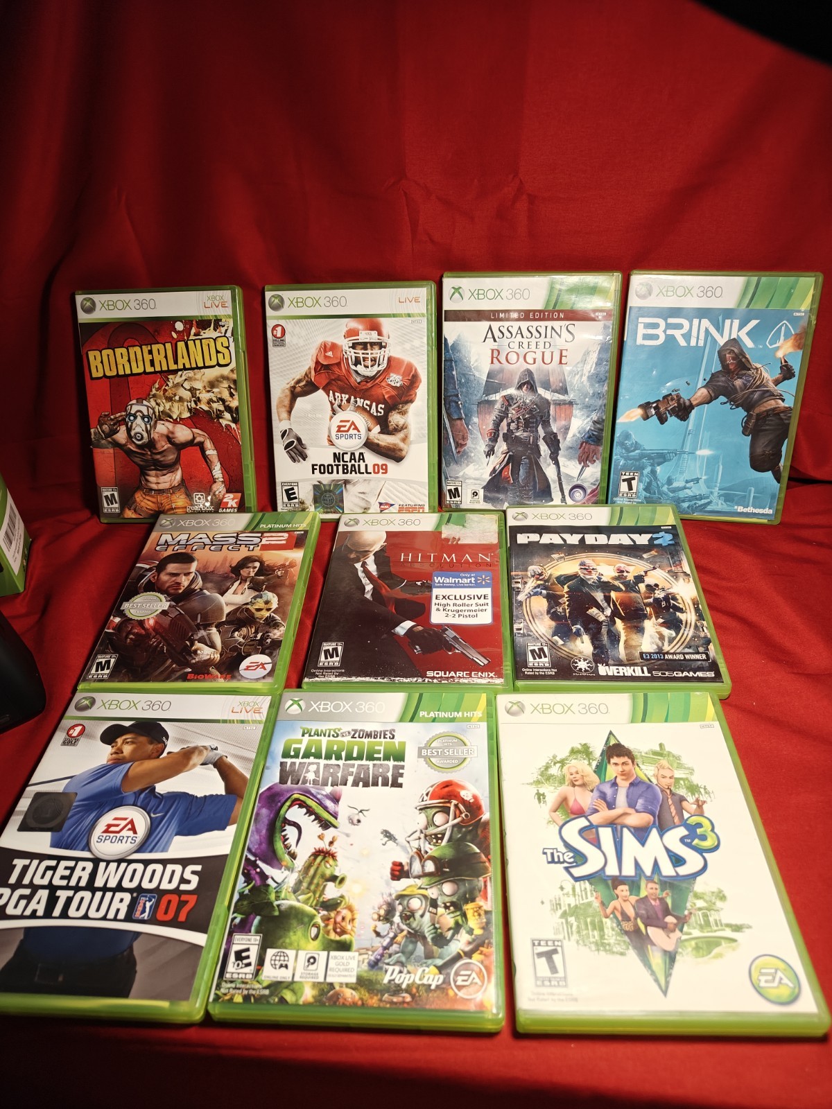 Xbox 360 Slim Console 1439 4GB 10 Game Lot Bundle Tested Controller HDMI RCA