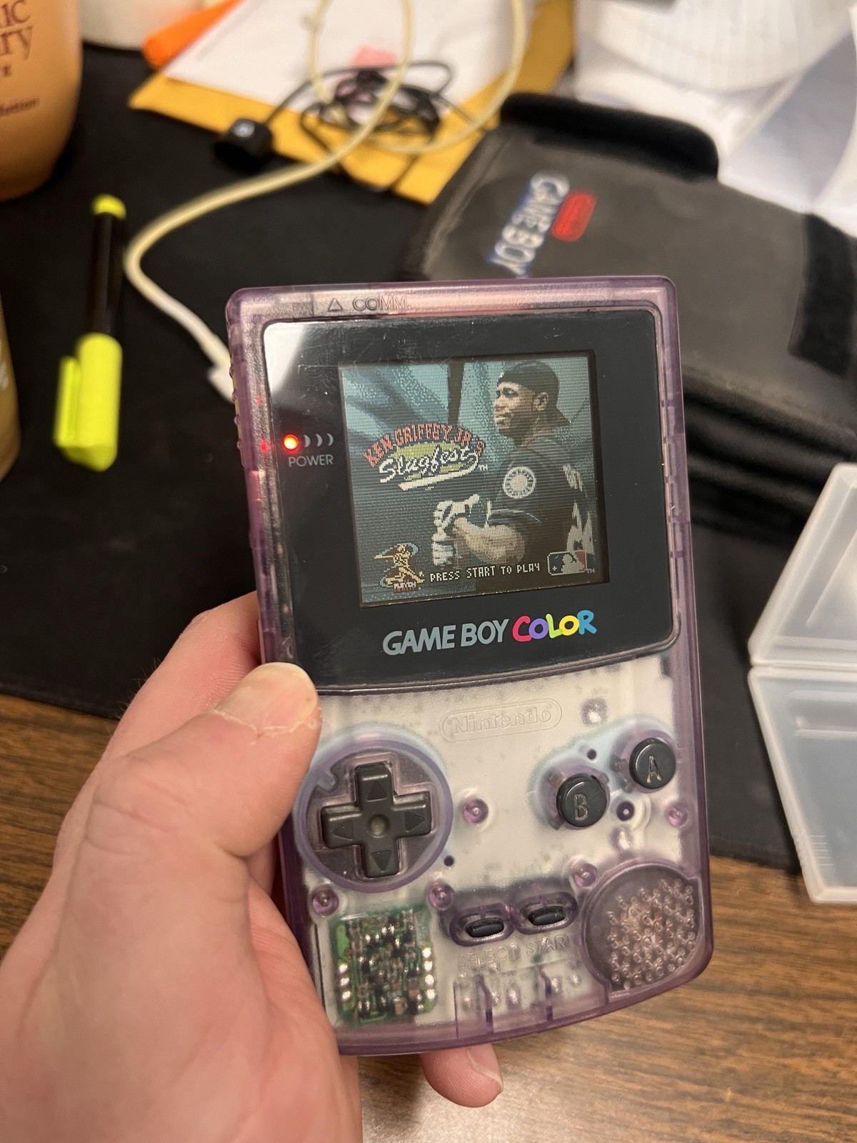 Nintendo Game Boy Color Handheld System – Atomic Purple with 3 games and bag