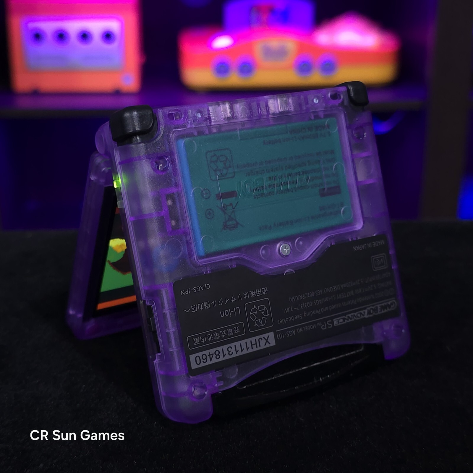 Clear Purple Nintendo Game Boy Advance GBA SP IPS MOD Adjustable Brightness