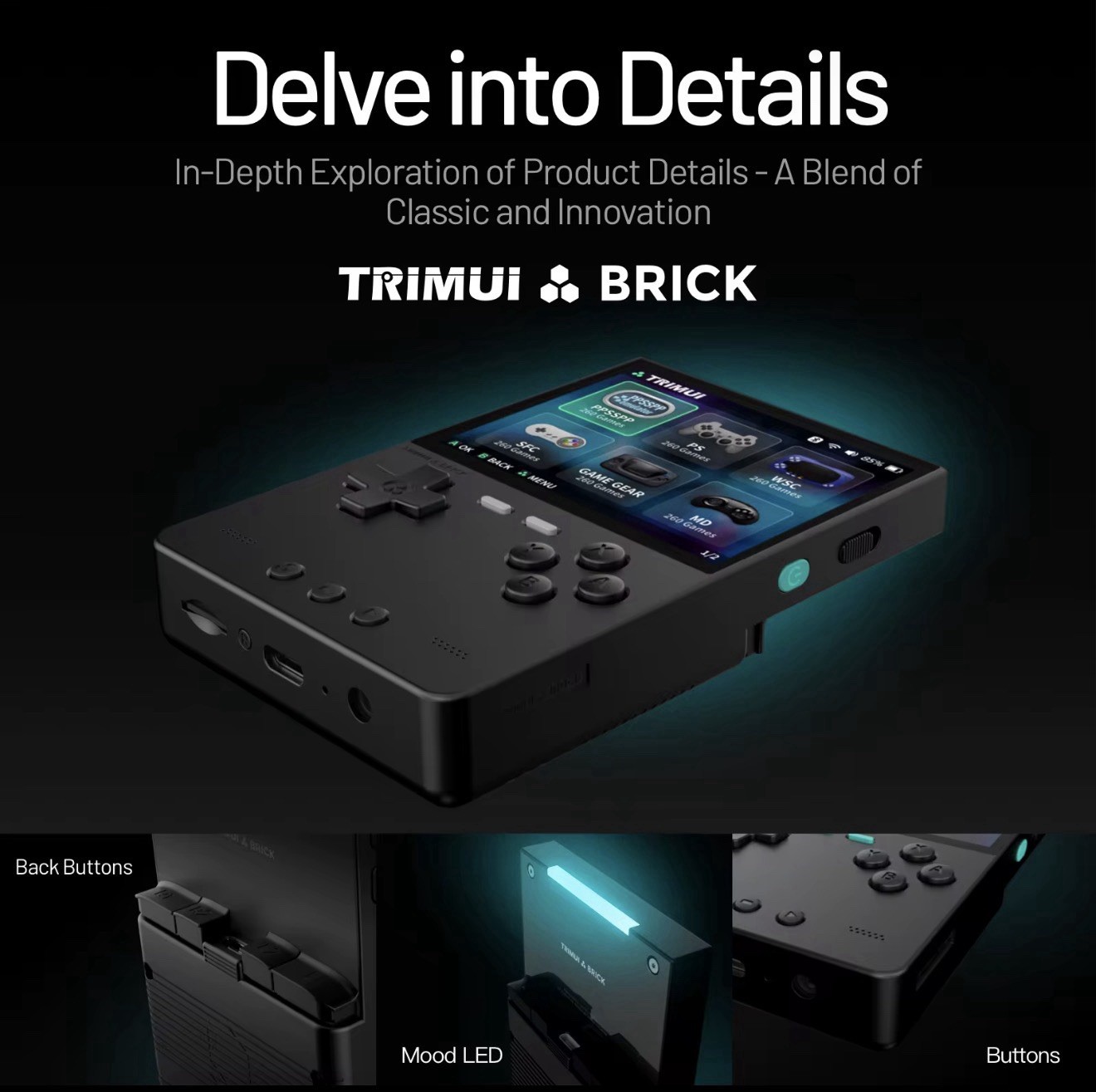 TrimUI Brick White Open Source Handheld Game Console with 64GB WHITE