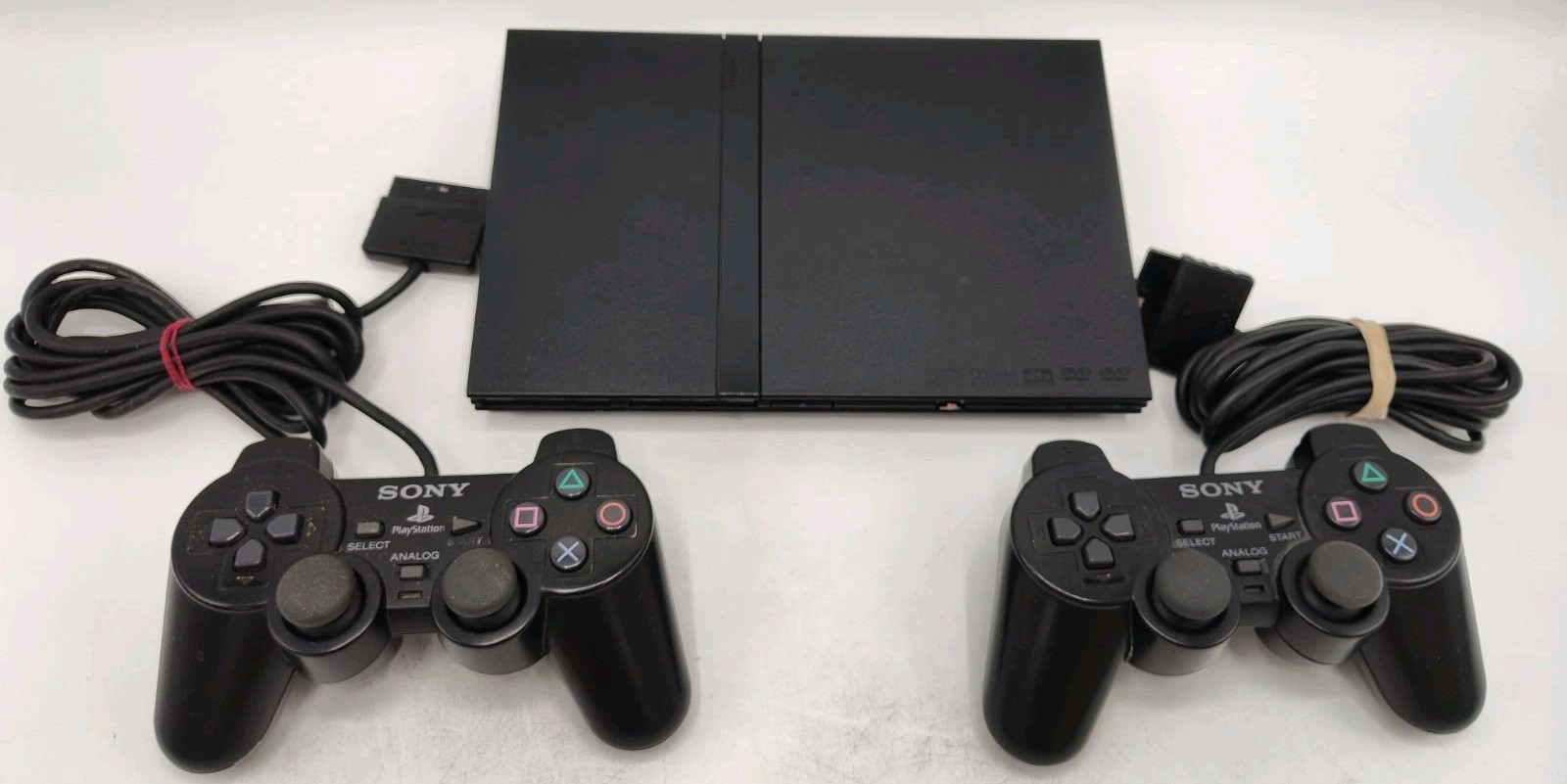 Sony PlayStation 2 Slim PS2 Console SCPH-77001 + 2 Controllers FOR PARTS/REPAIR!