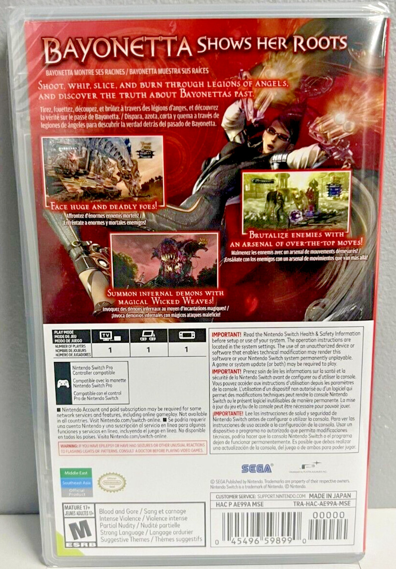 Bayonetta Nintendo Switch Brand New Sealed (2009 Action/Adventure Beat ‘Em Up)